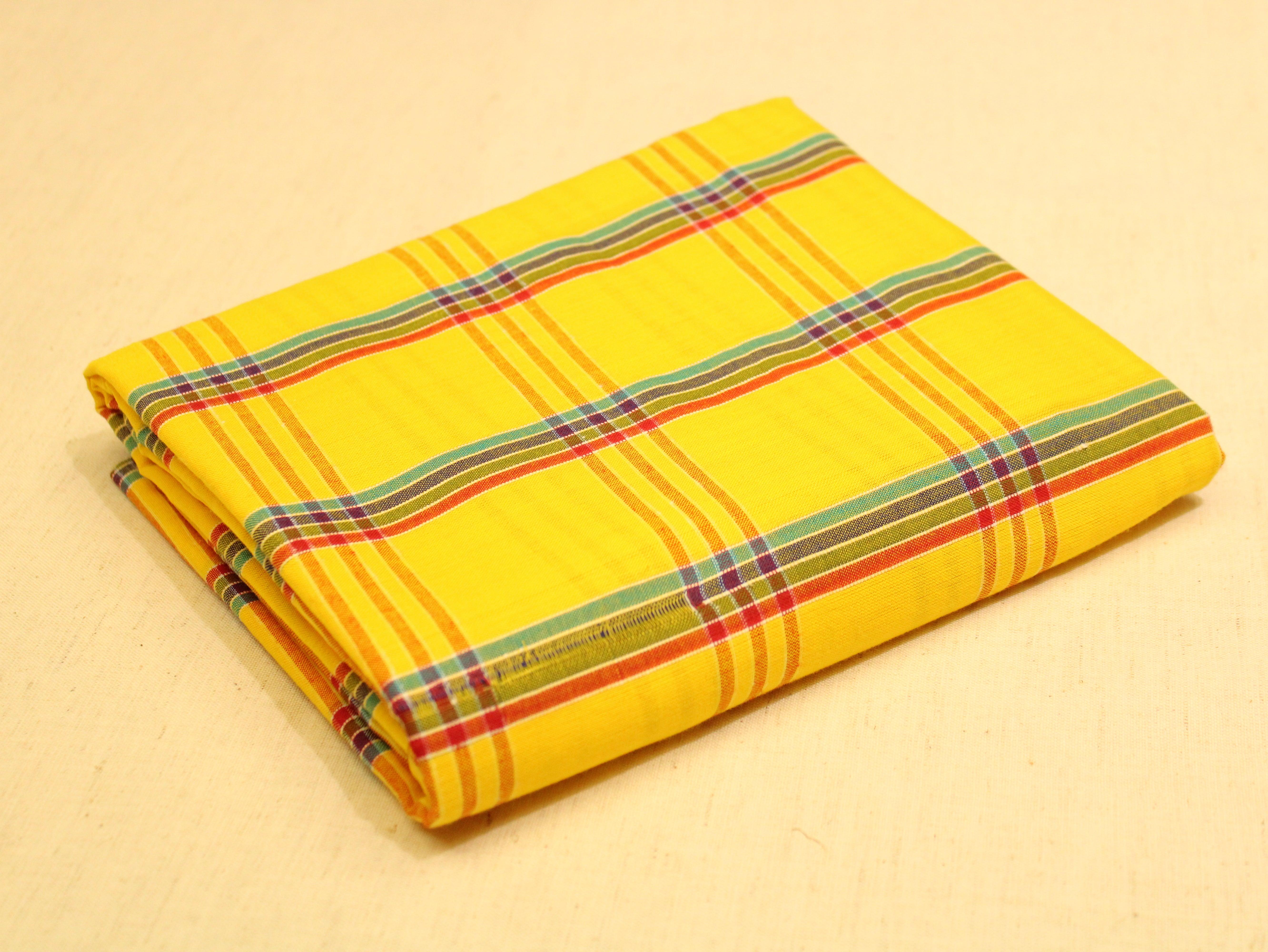 Handloom Cotton Woven Fabric - Yellow - M'Foks