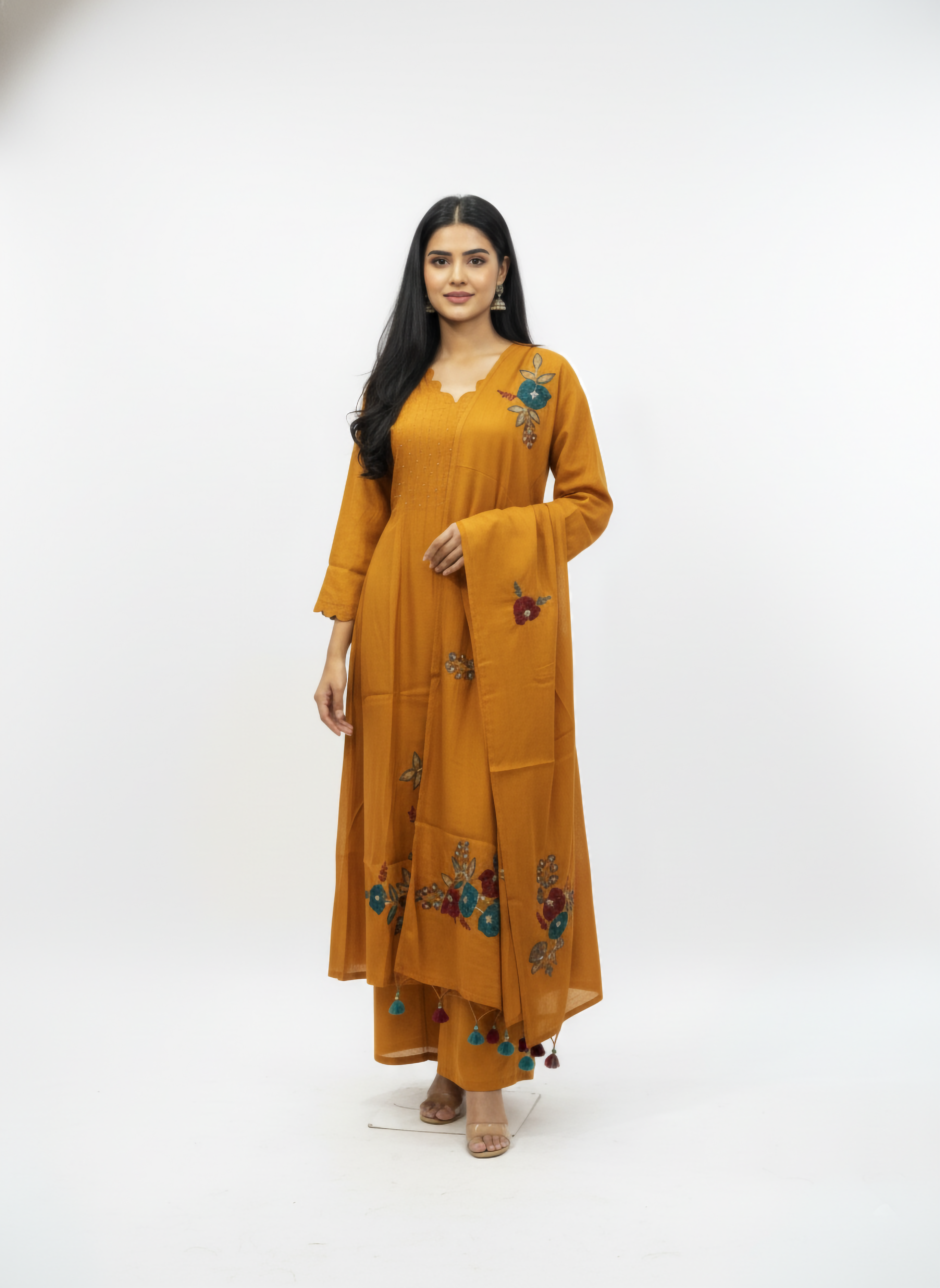 Rusty Mango Mal Chanderi A-Line Suit Set - M'Foks