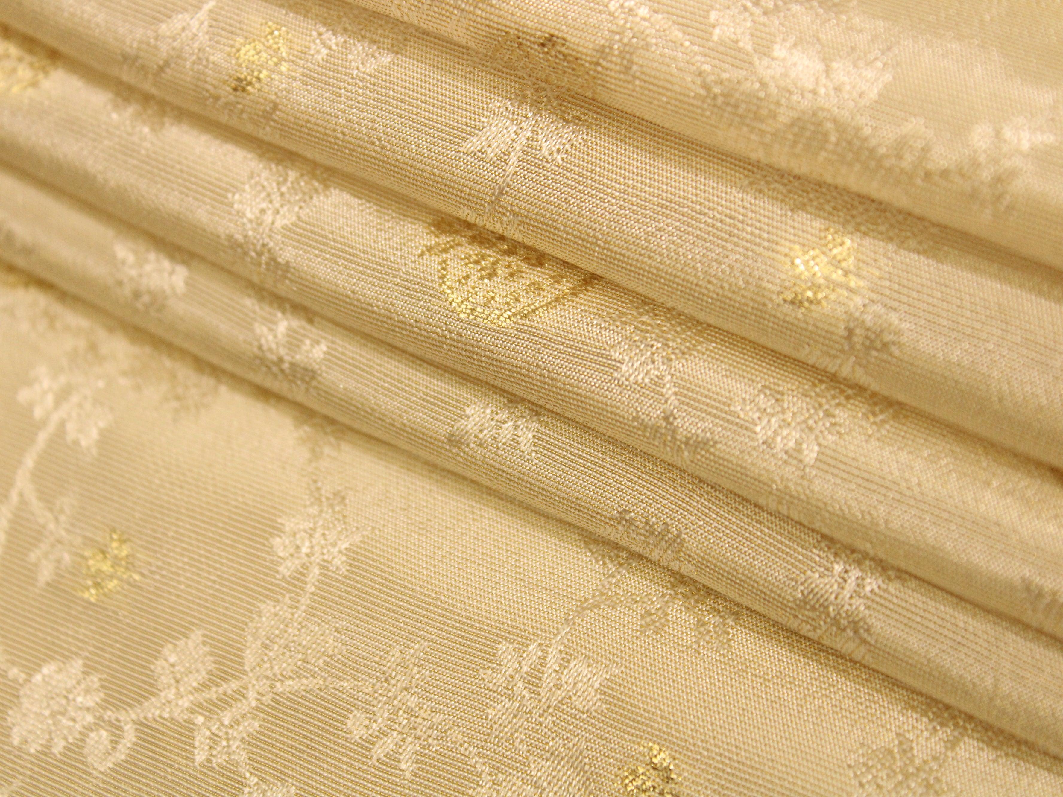 Ivory Elegance: Premium Banarasi Tissue Silk Fabric - Cream - M'Foks