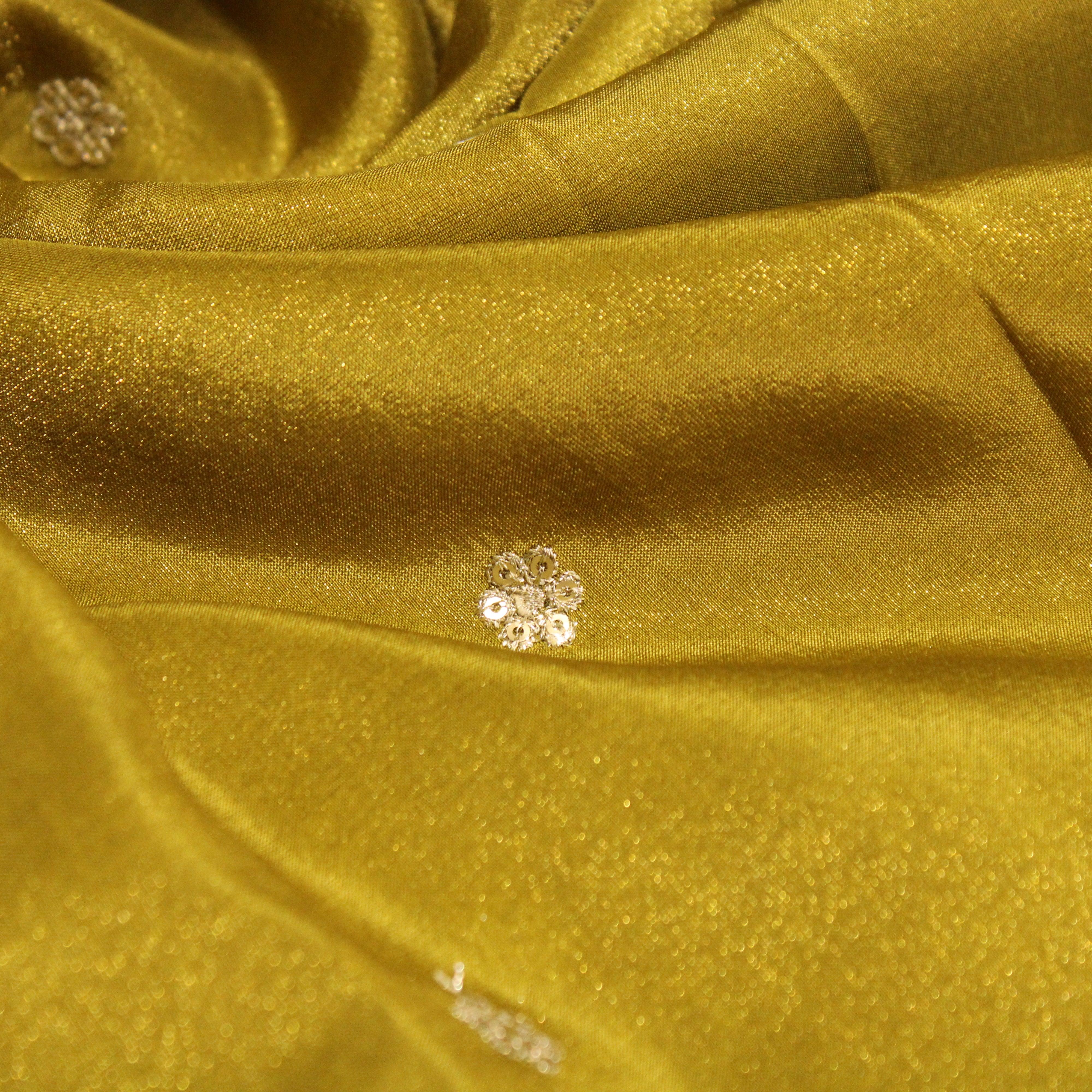 Ivory Elegance: Premium Banarasi Tissue Silk Fabric - M'Foks