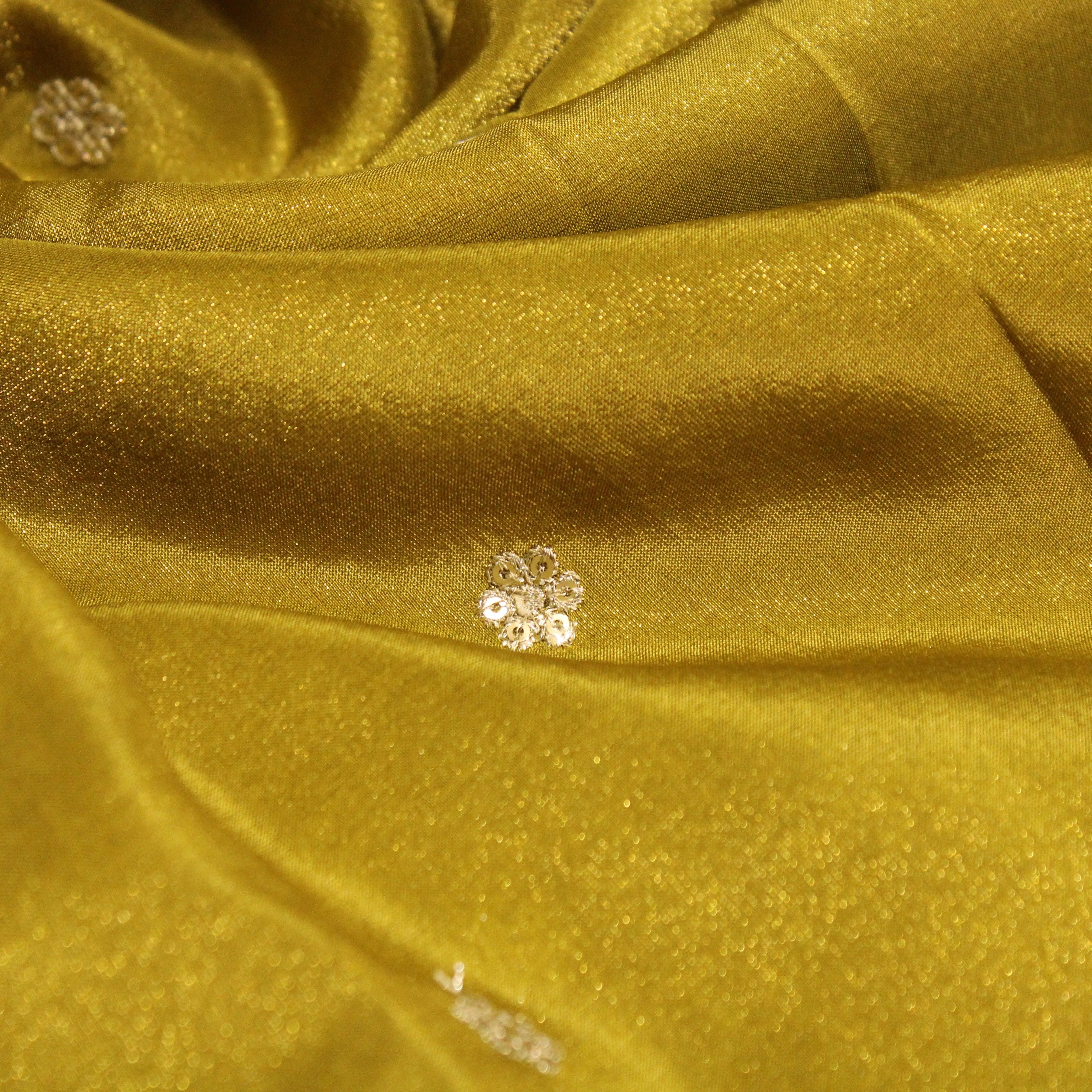 Ivory Elegance: Premium Banarasi Tissue Silk Fabric - M'Foks