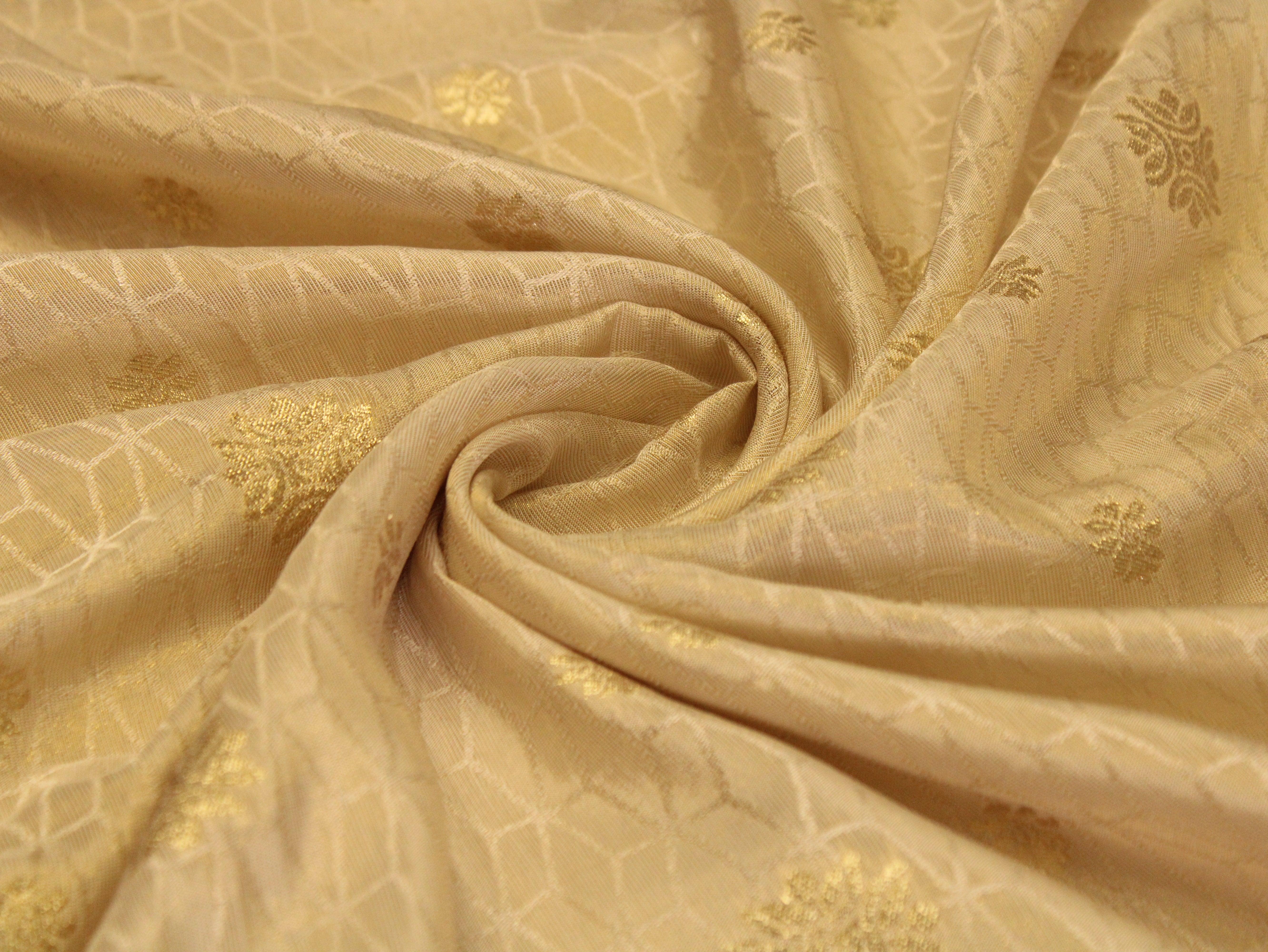 Ivory Elegance: Premium Jacquard Tissue Fabric - Dyeable - M'Foks
