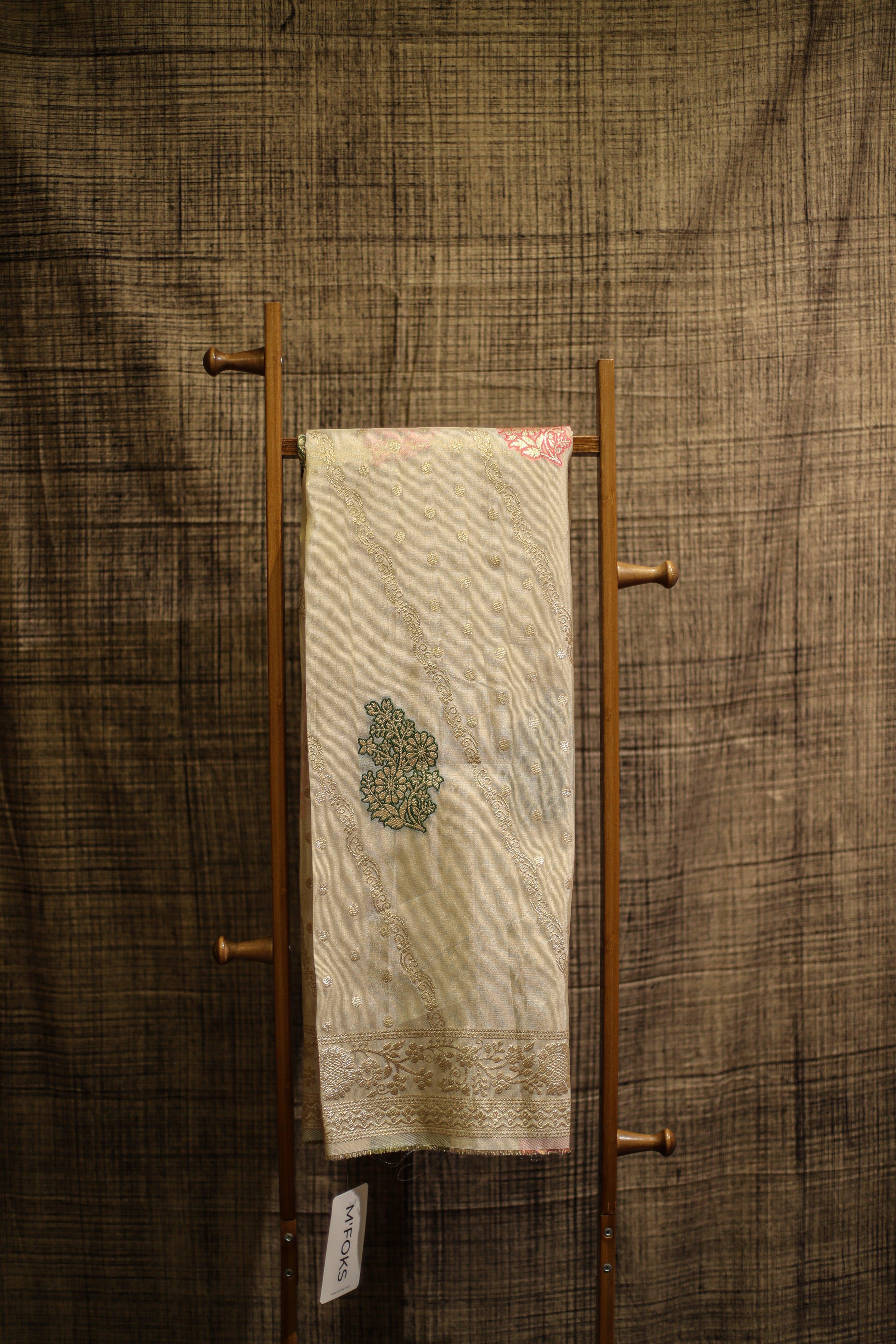 Ivory Elegance : Tissue Silk woven Dupatta/Stole - M'Foks