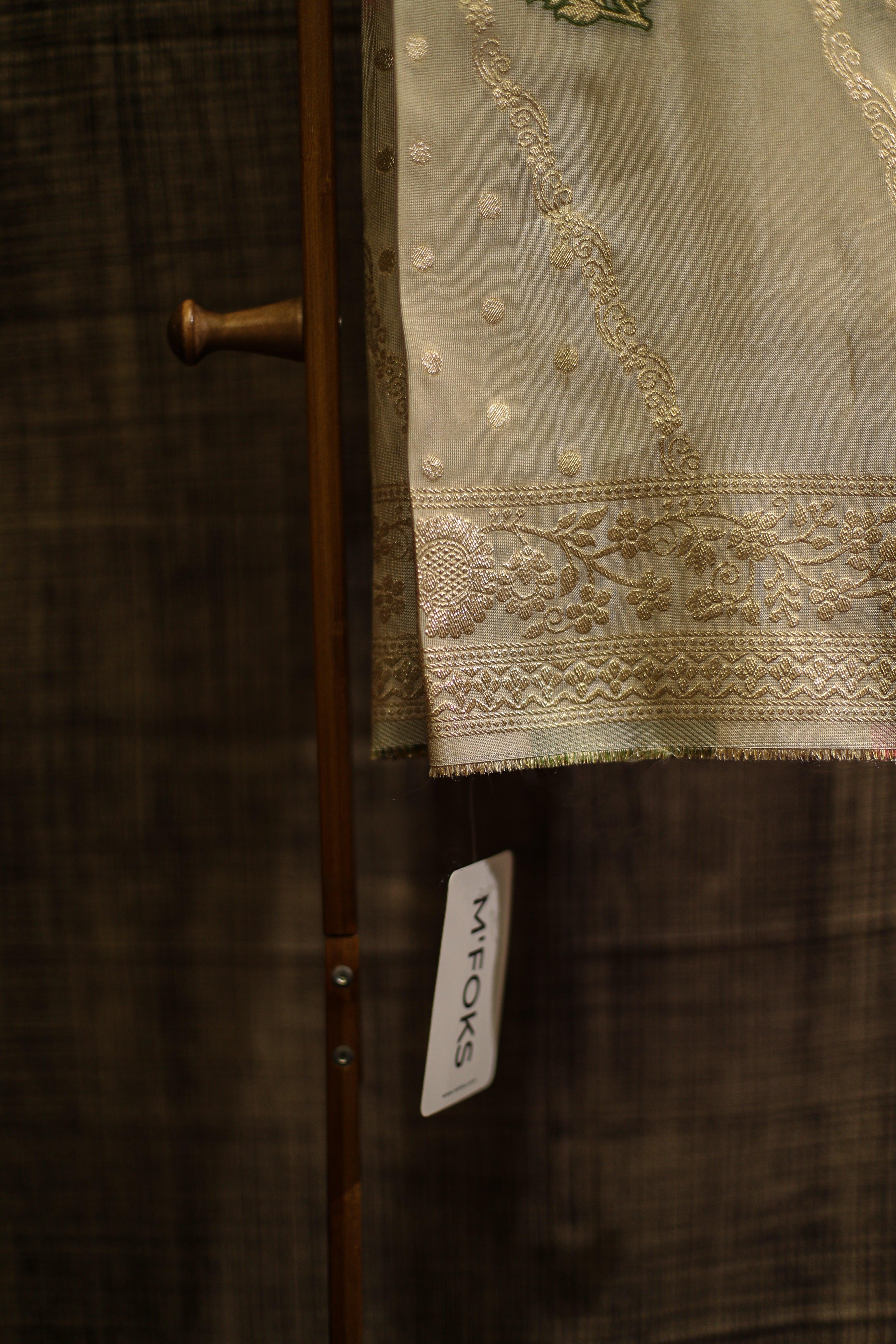 Ivory Elegance : Tissue Silk woven Dupatta/Stole - M'Foks
