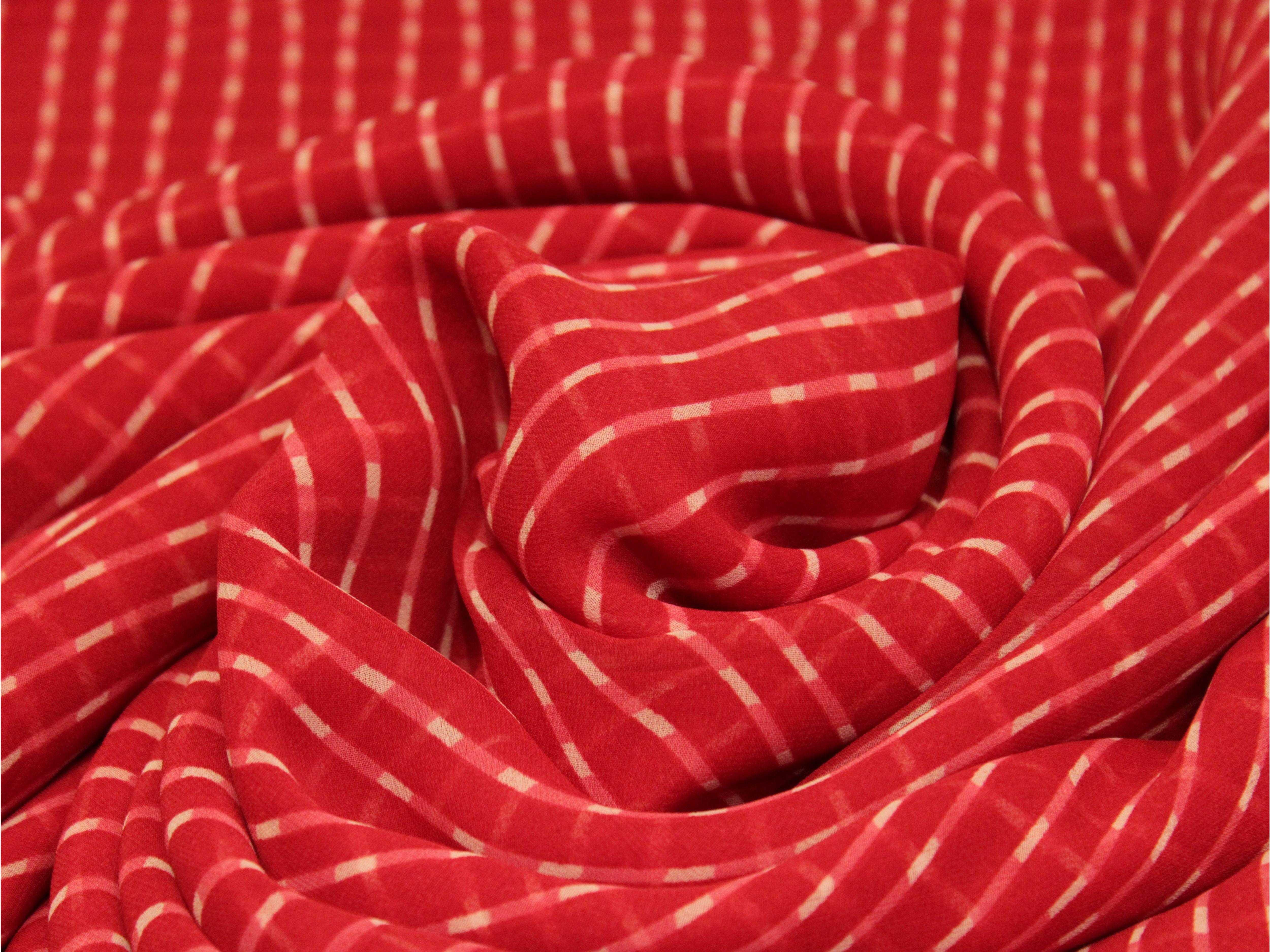 Knots: Bemberg Georgette Lehariya Fabric - Cherry Red - M'Foks