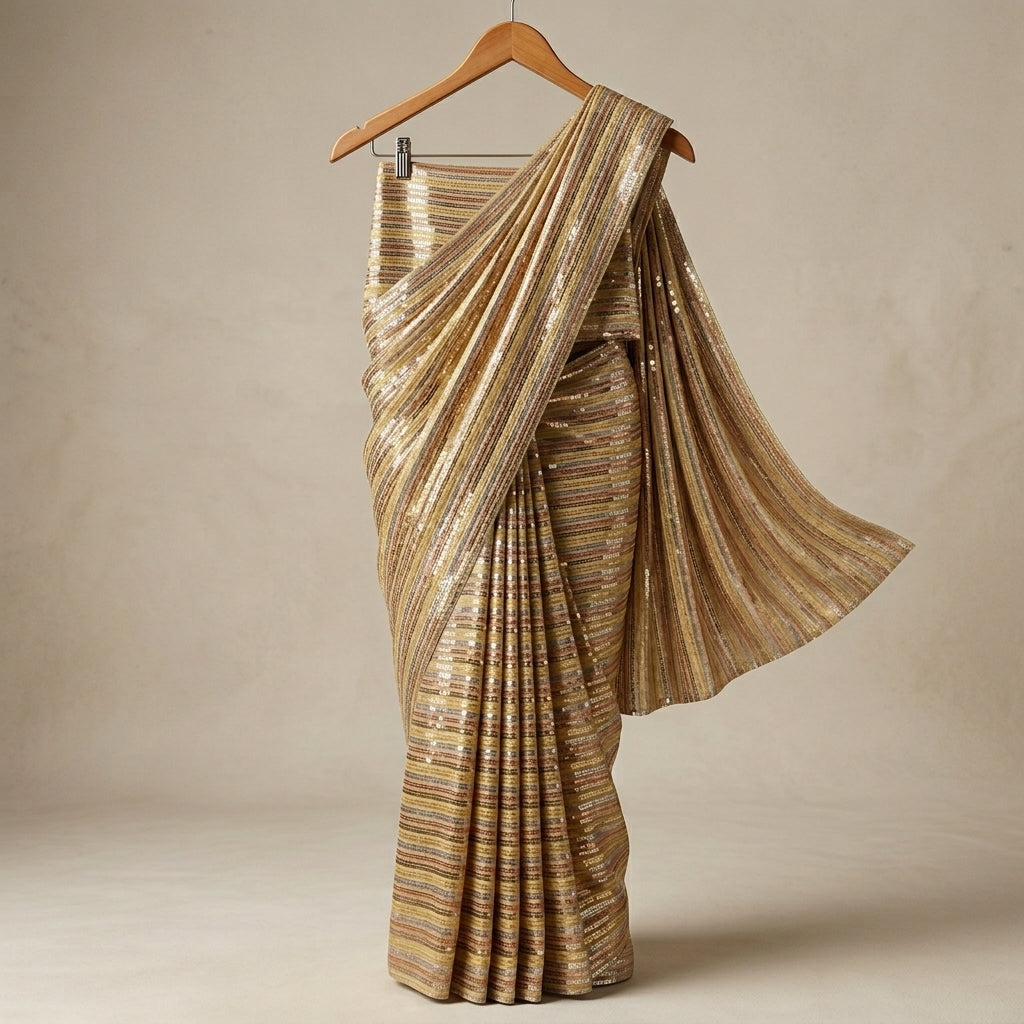 Tissue Fabric — Pastel Multi-Shade | Allover Glitter Sequin Work