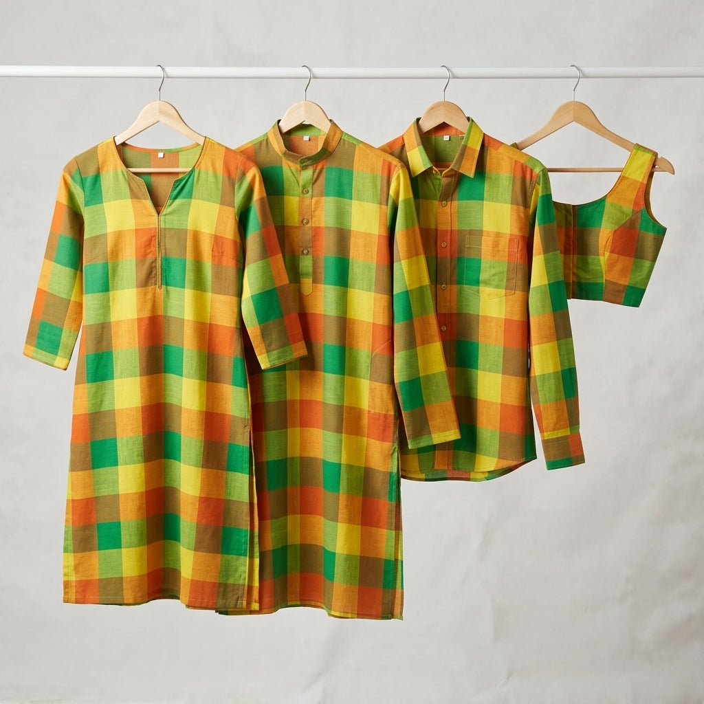 Pure Cotton Handloom Big Multi Checked Fabric 44 Inch (4x4 Checks) – Mfoks