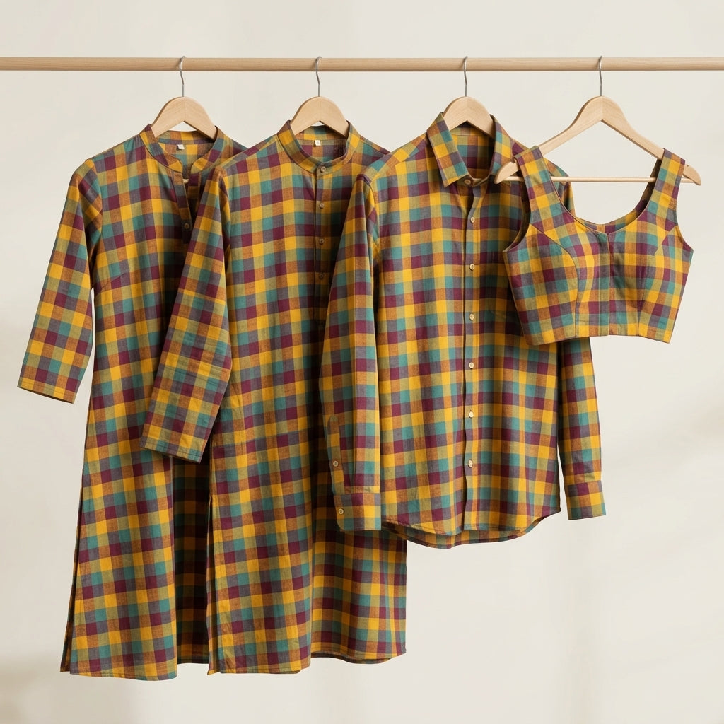Pure Cotton Handloom Multi Checked Fabric 44 Inch | Mfoks