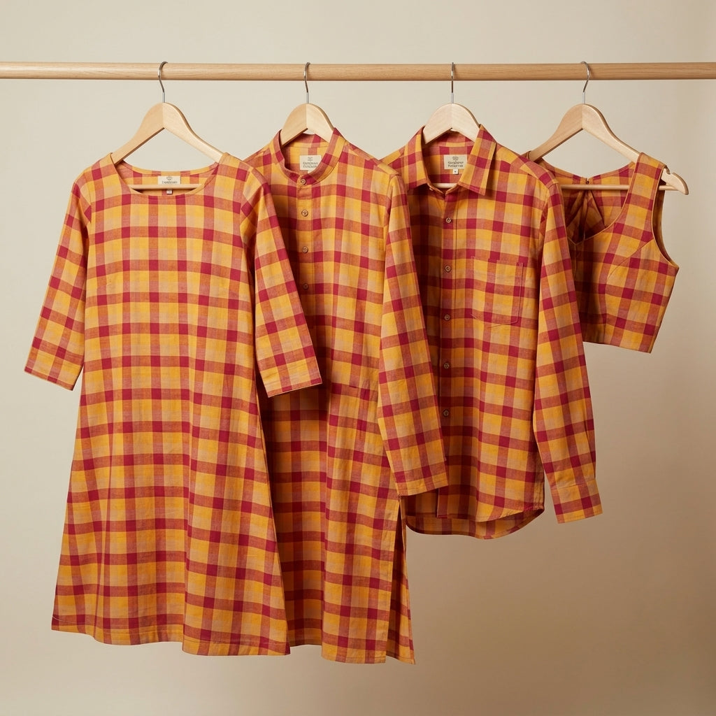 Pure Cotton Handloom Multi Checked Fabric 44 Inch | Mfoks
