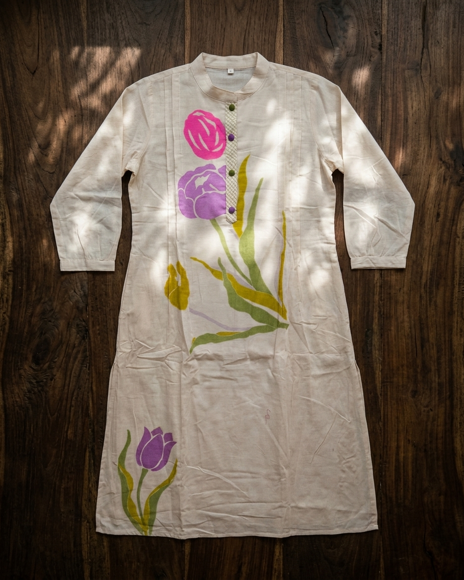 Pure Mal Cotton Suit Set with Floral Design | Contemporary Ethnic Wear