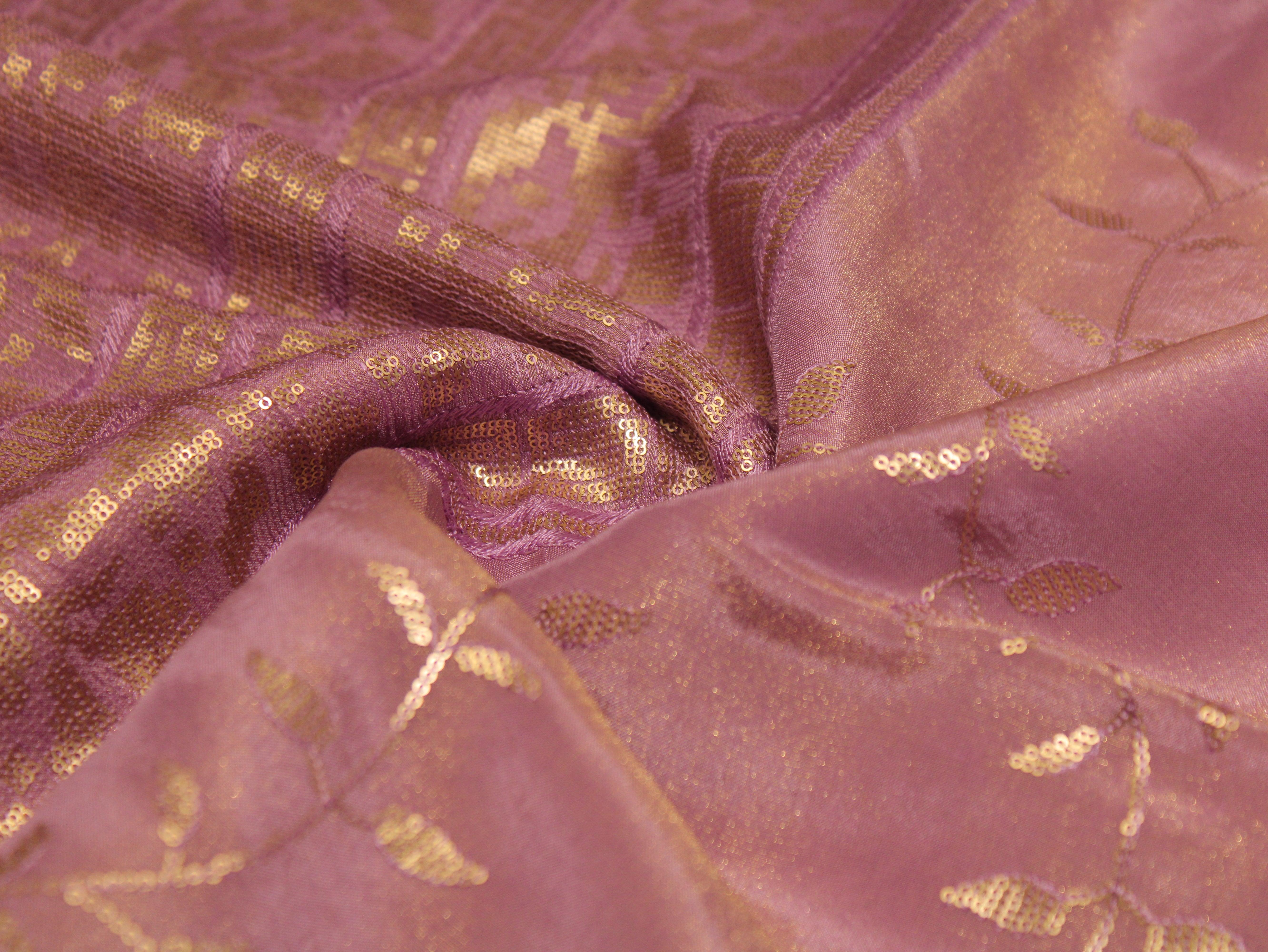 Premium Sequin Panel Work Tissue Fabric - Lavender - M'Foks