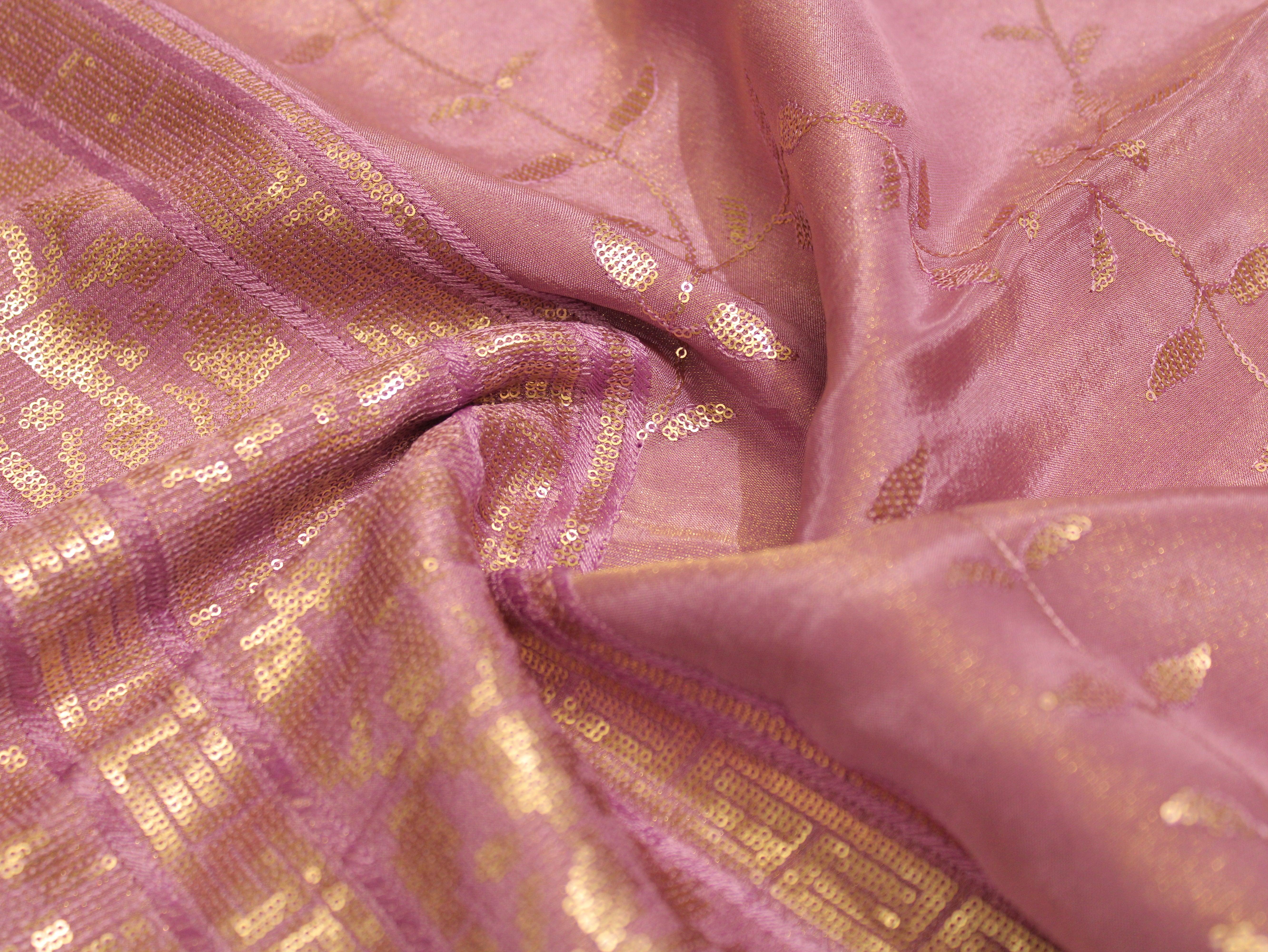 Premium Sequin Panel Work Tissue Fabric - Lavender - M'Foks