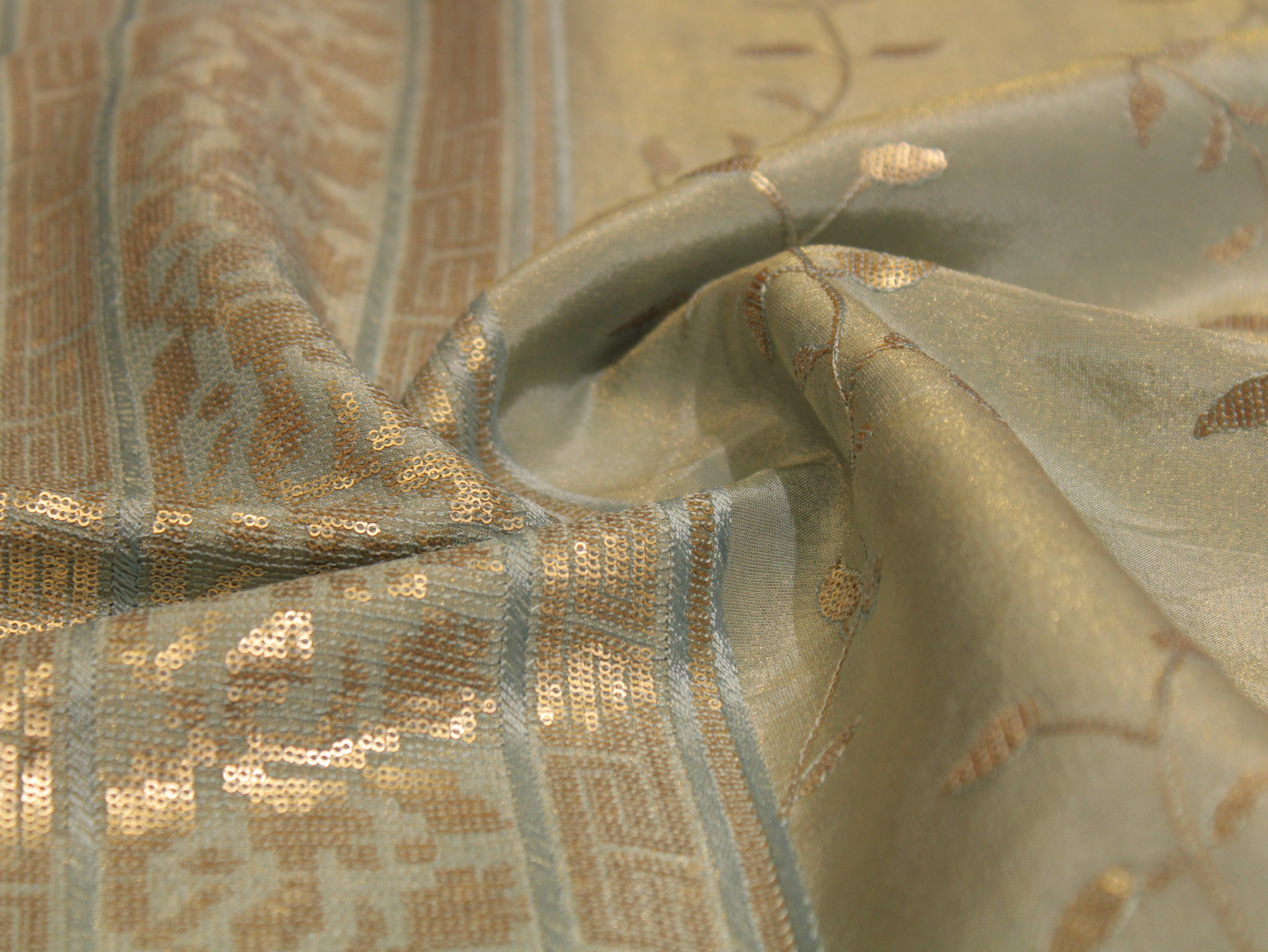 Premium Sequin Panel Work Tissue Fabric - Light Blue - M'Foks