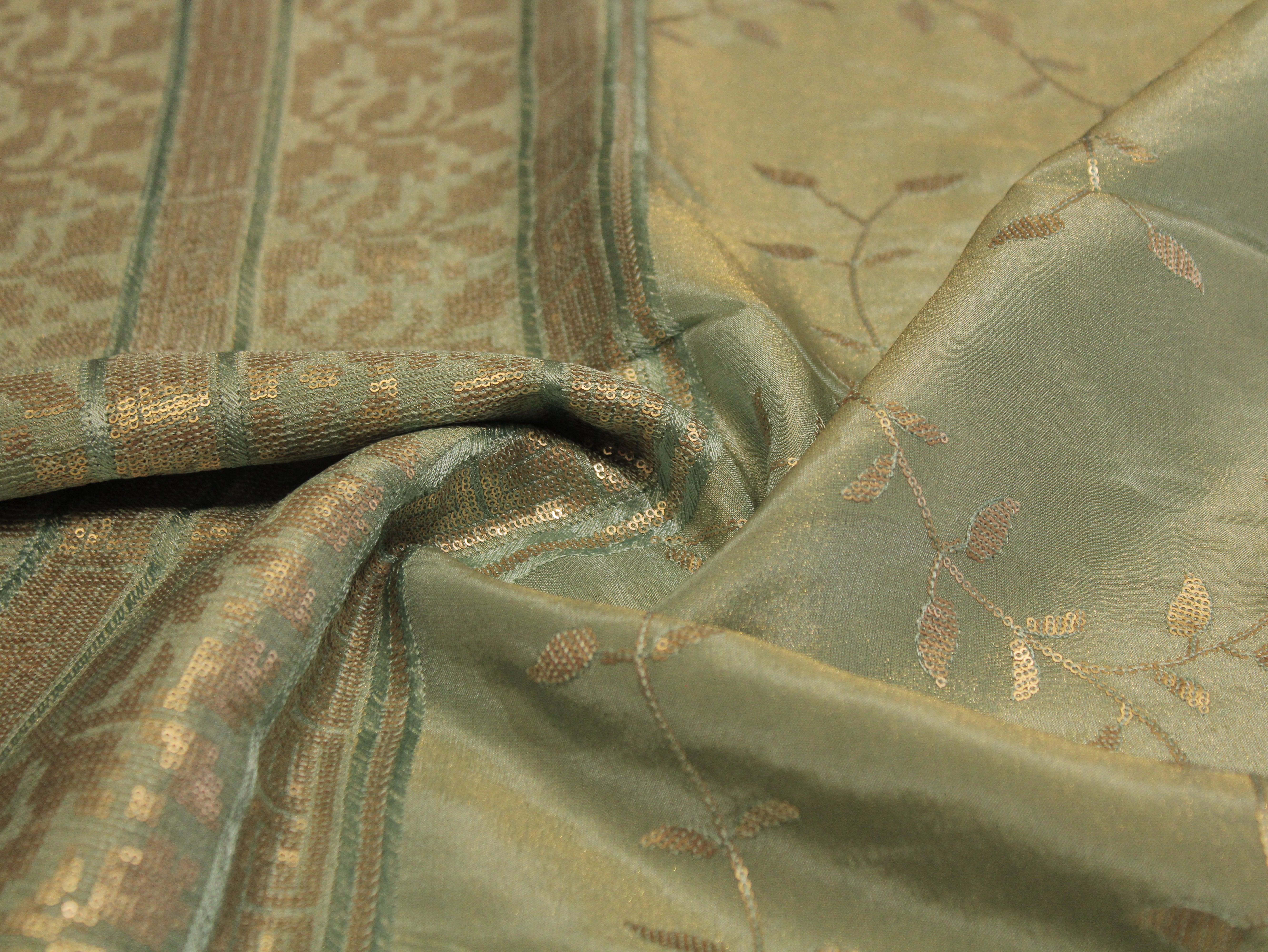 Premium Sequin Panel Work Tissue Fabric - Pastel Blue - M'Foks