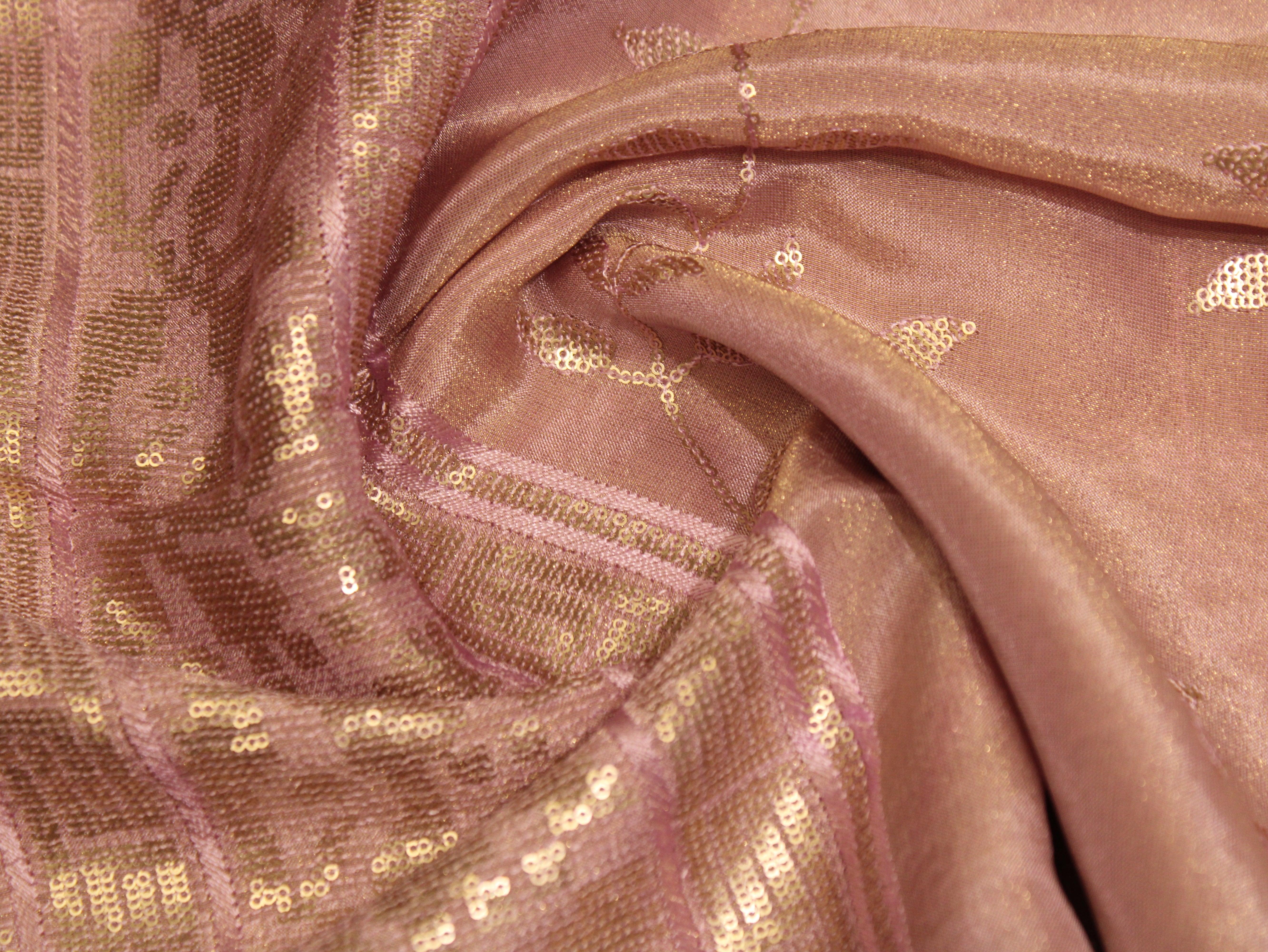 Premium Sequin Panel Work Tissue Fabric - Pink - M'Foks