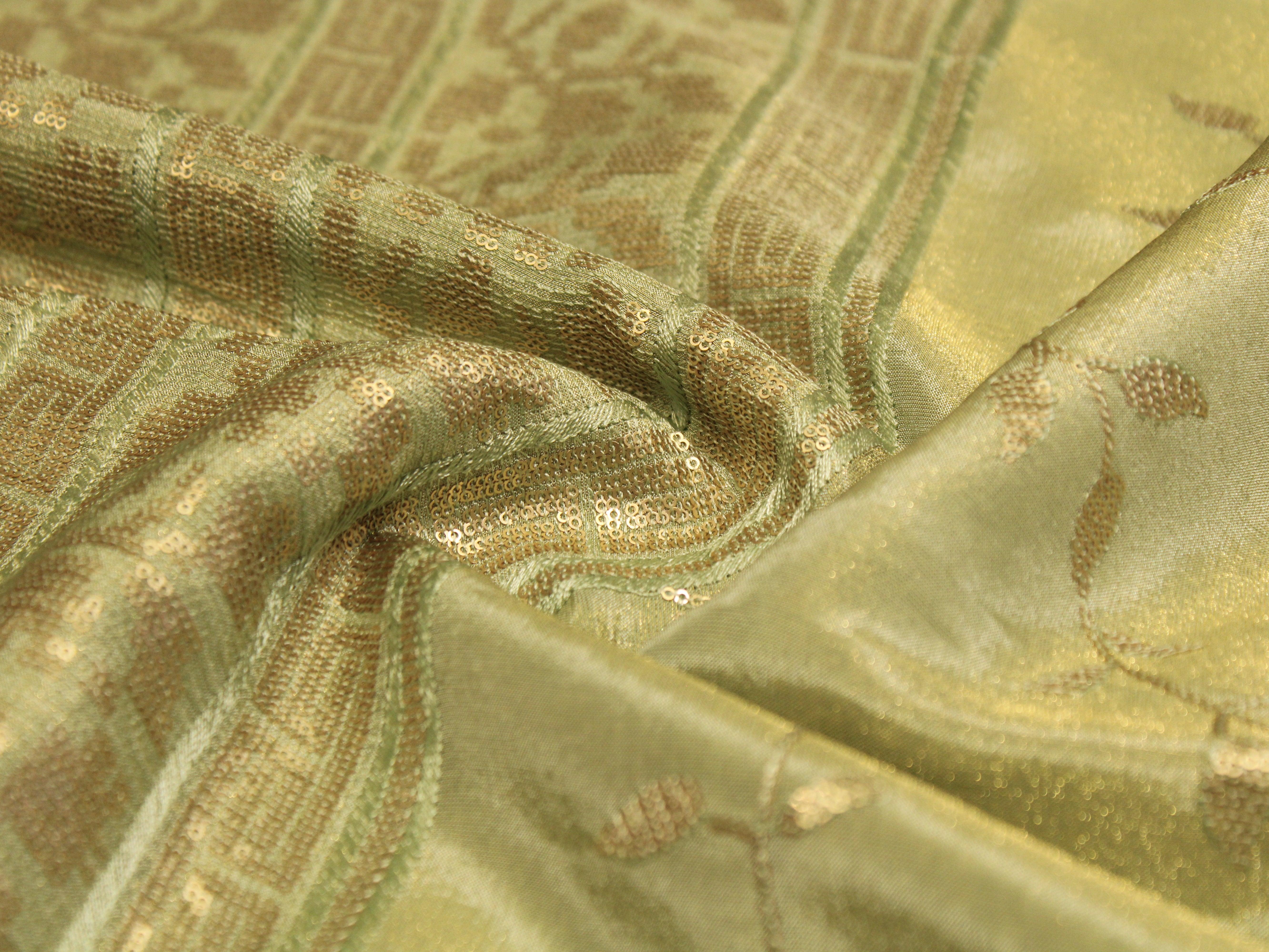 Premium Sequin Panel Work Tissue Fabric - Pista - M'Foks