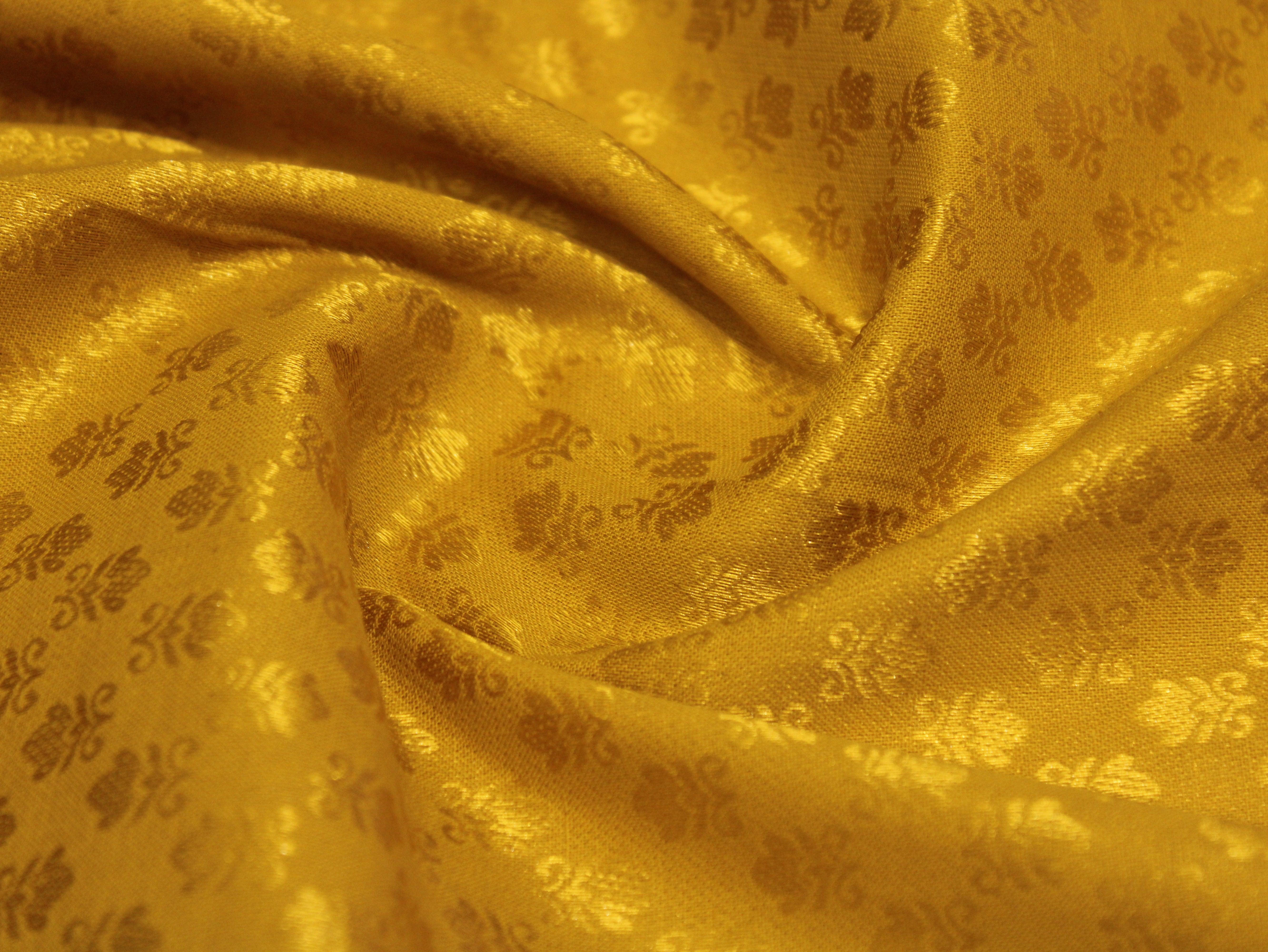 Self Woven Cotton Fabric - Mustard - M'Foks