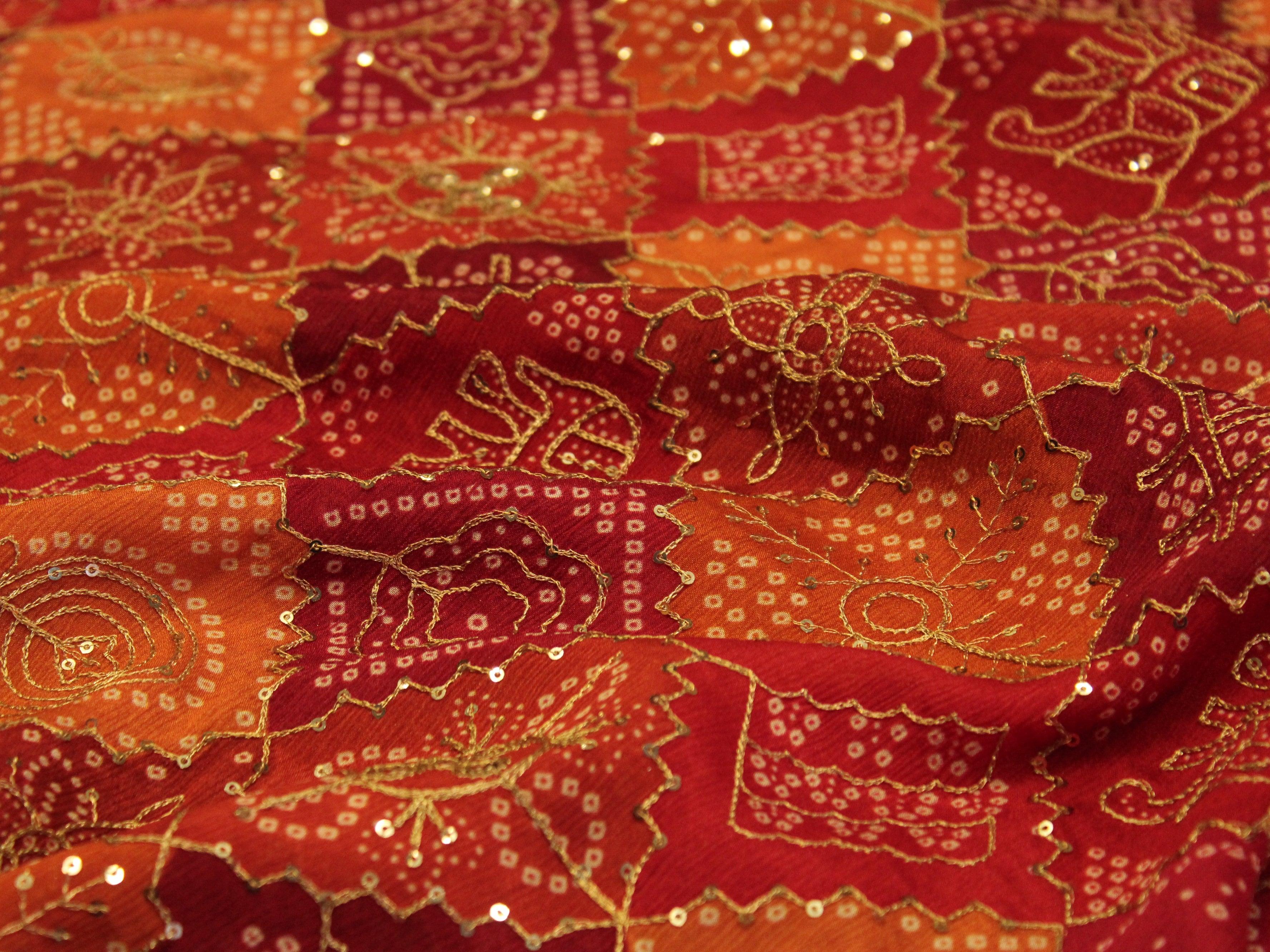 Stage: Vintage Chinon Bandhini Fabric - Orange - M'Foks
