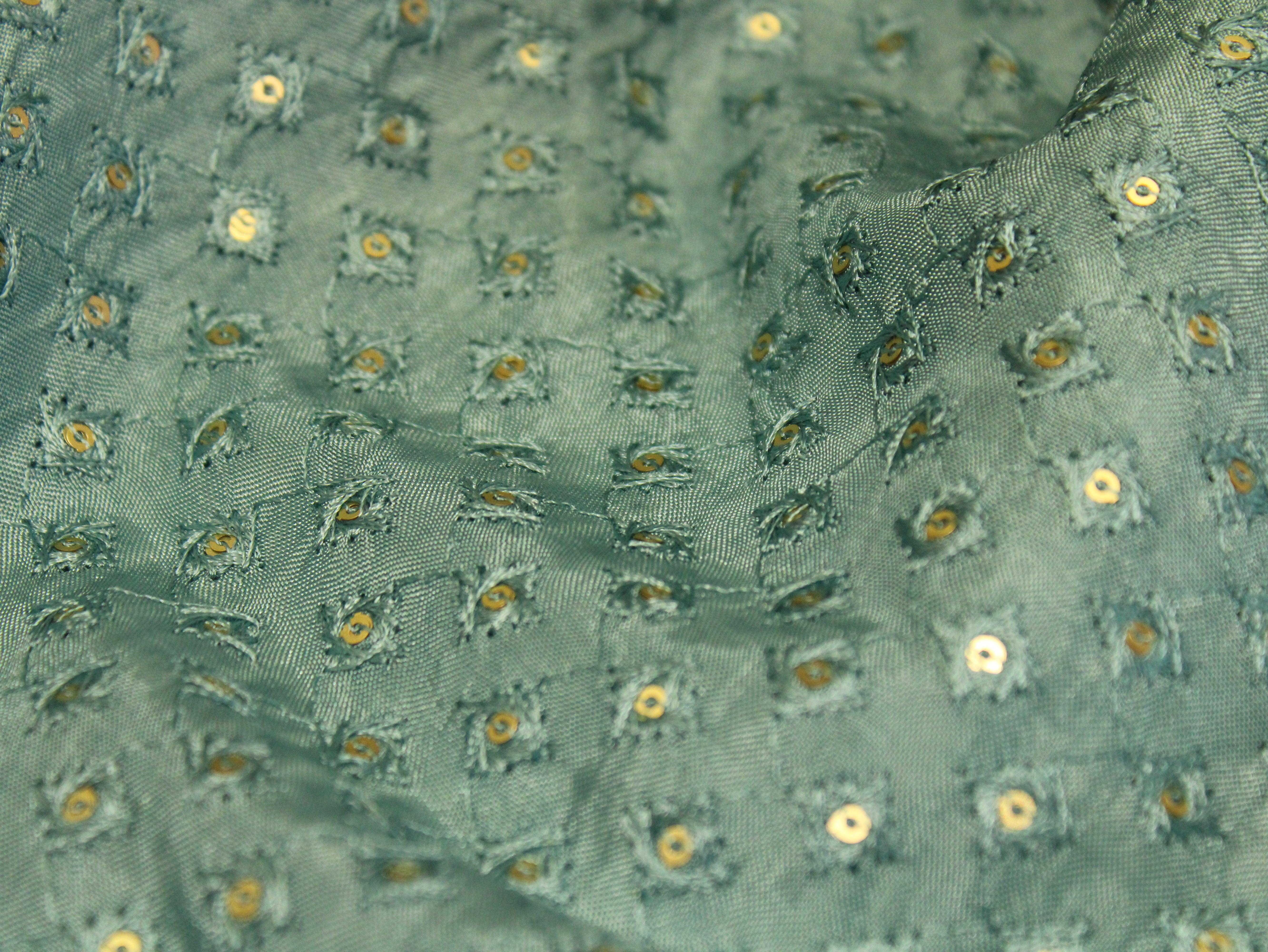 Upada Silk : Micro Thread & Sequin Work Fabric - Pale Blue - M'Foks