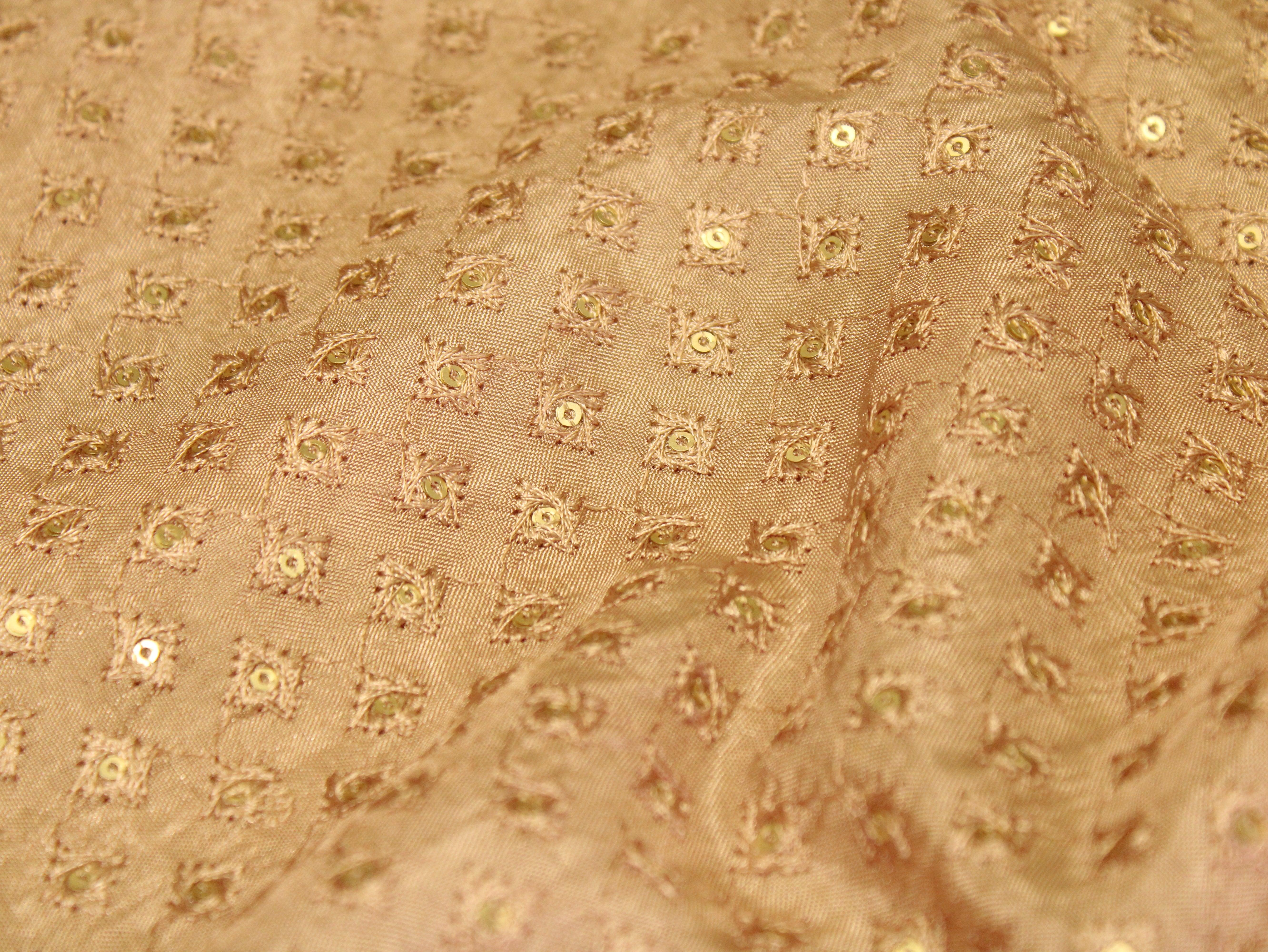 Upada Silk : Micro Thread & Sequin Work Fabric - Sand - M'Foks