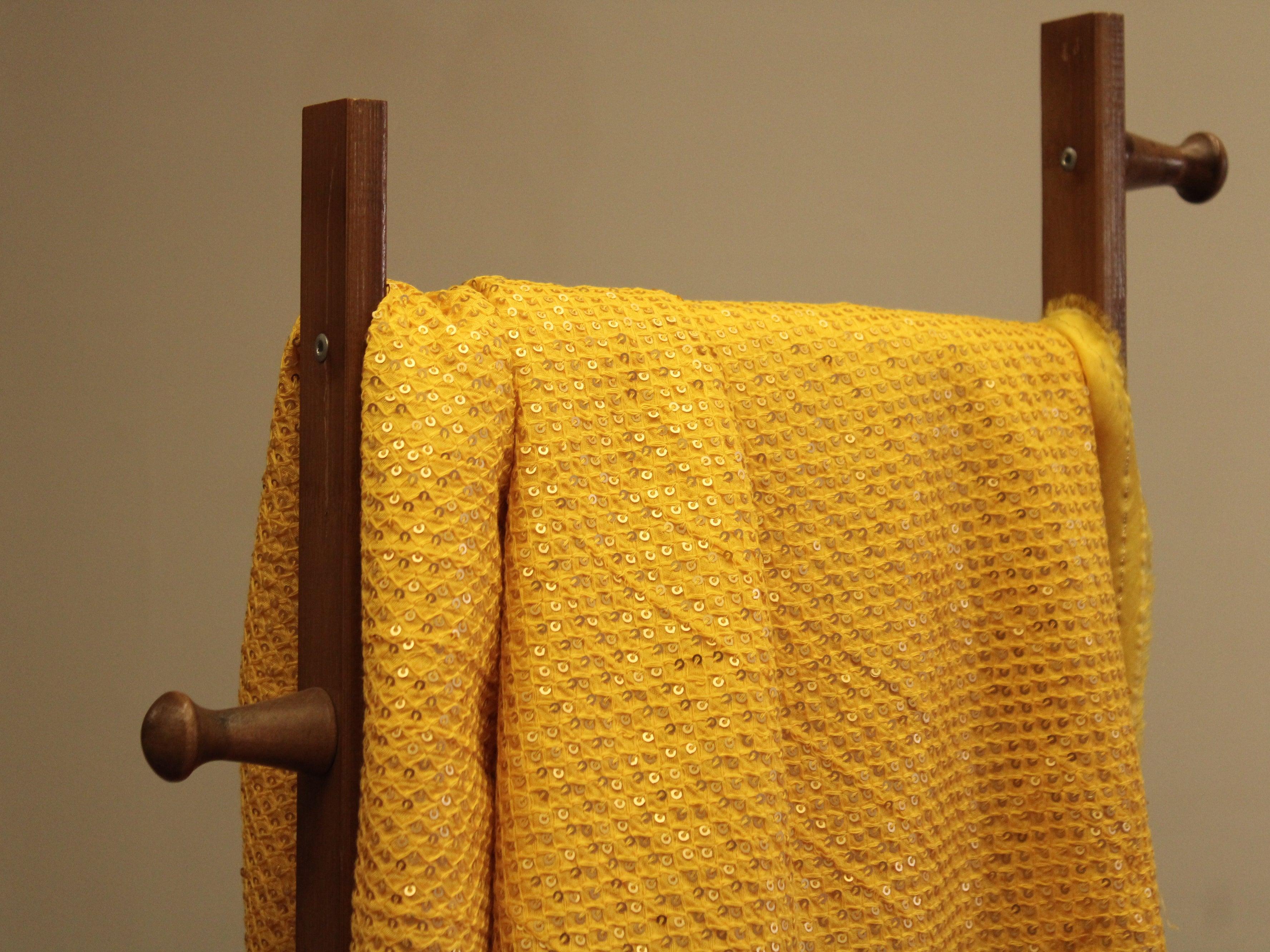 Upada Silk Thread & Sequin Work Fabric - Yellow - M'Foks
