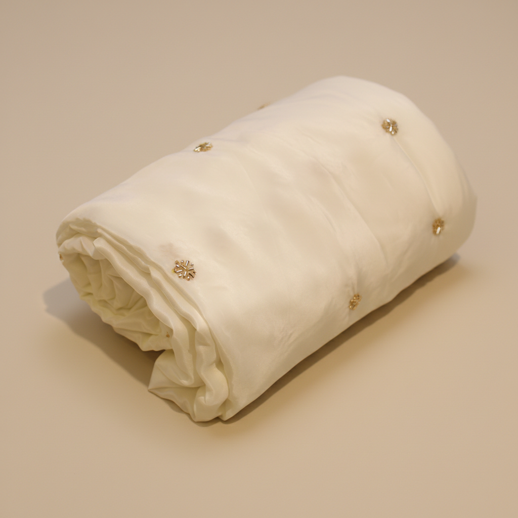 Dyeable Pure Natural Crepe Fabric with Beads Work