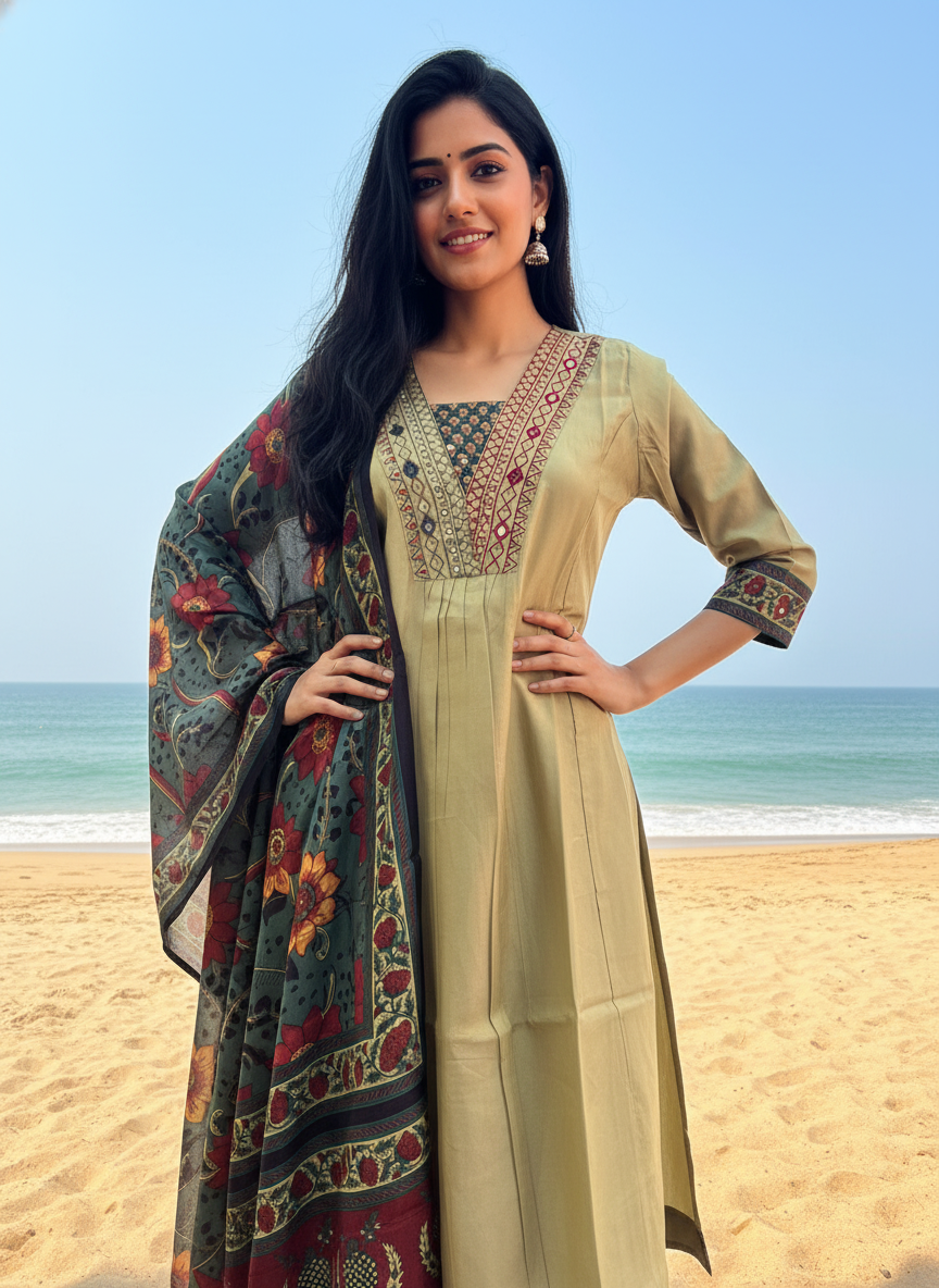 Premium Tissue Silk A-line Suit Set