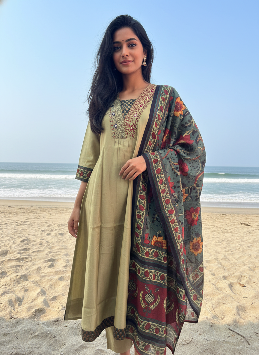 Premium Tissue Silk A-line Suit Set