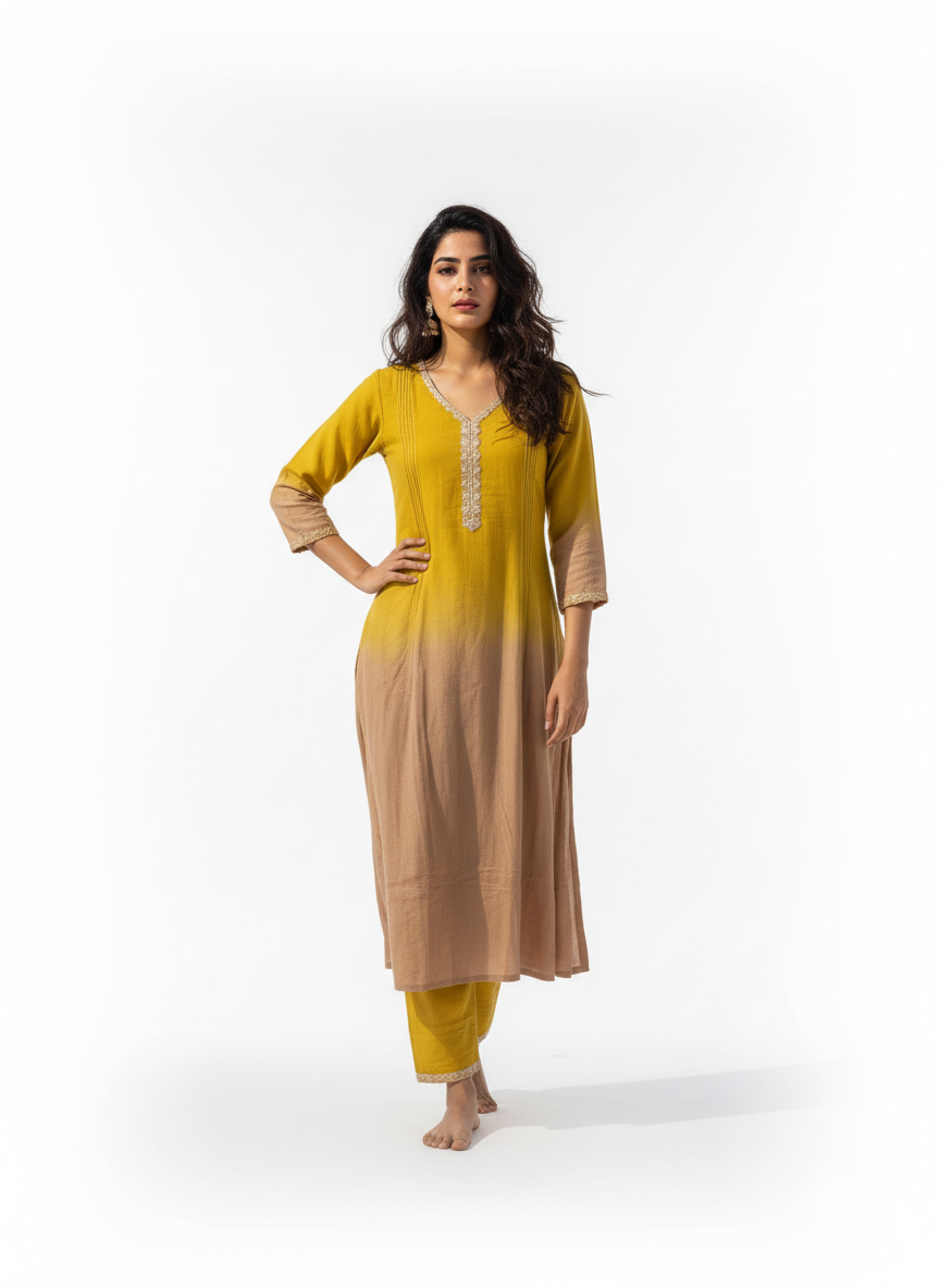 Pure Mal Chanderi A-Line Suit Set with Dupatta