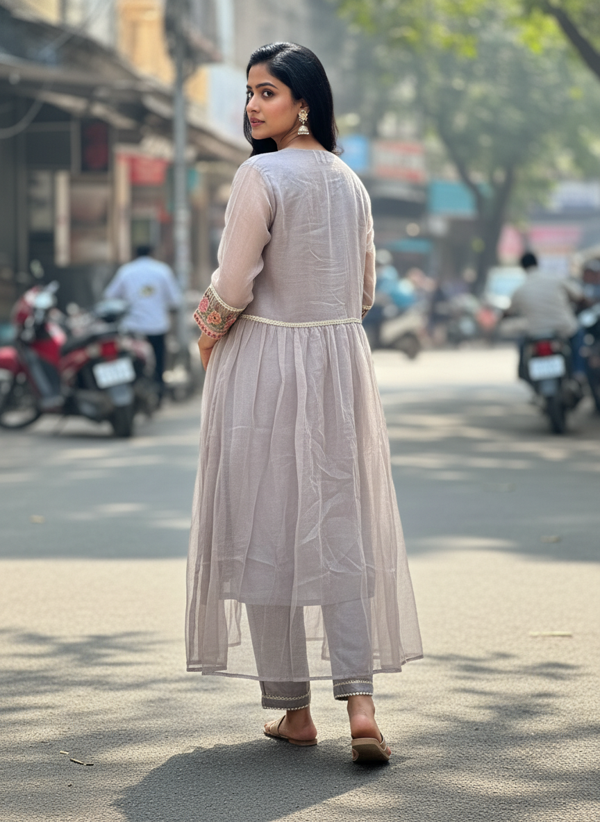 Pastel Grey Shrug Style Coord Set