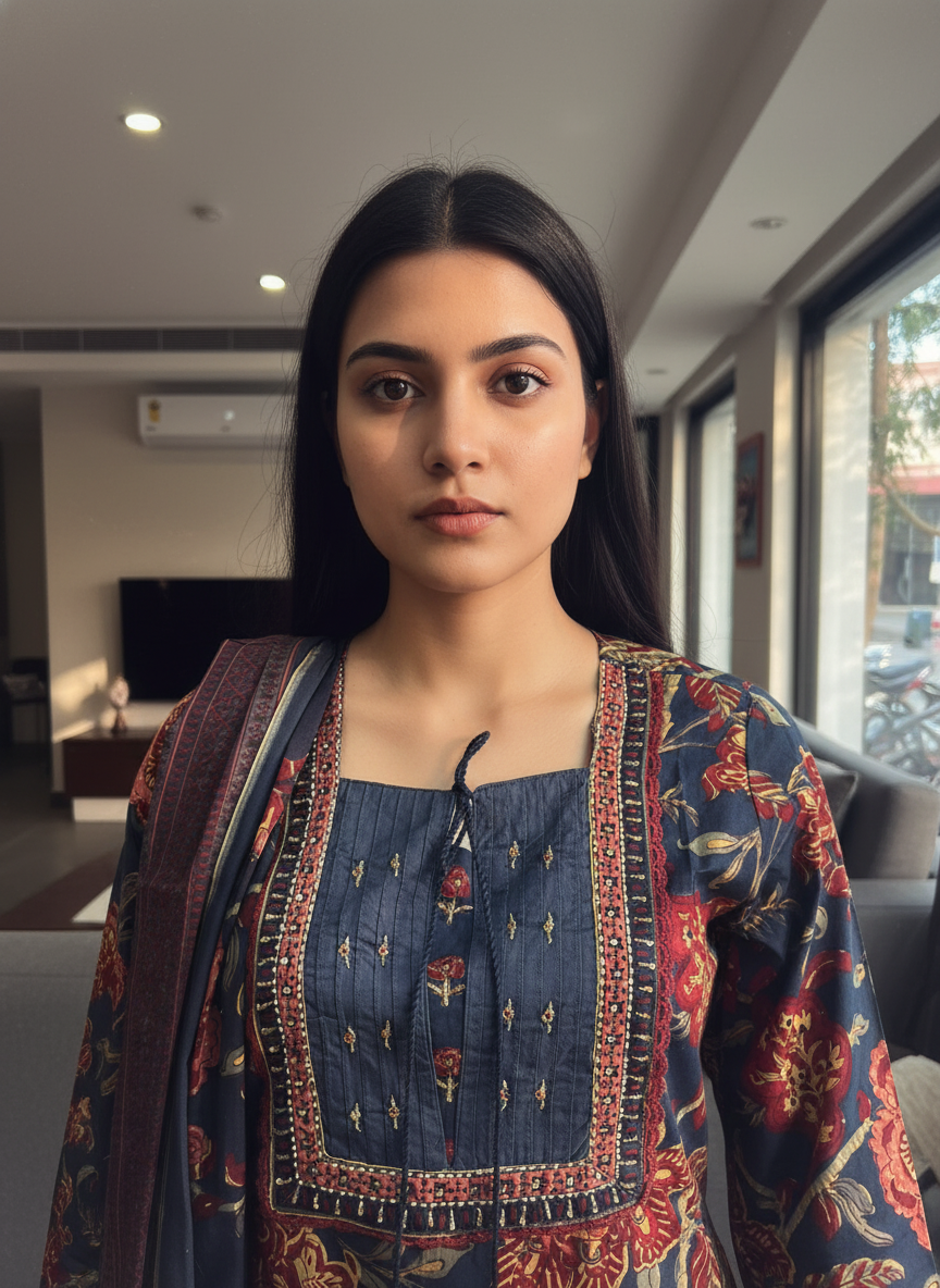 Pure cotton printed straight suit