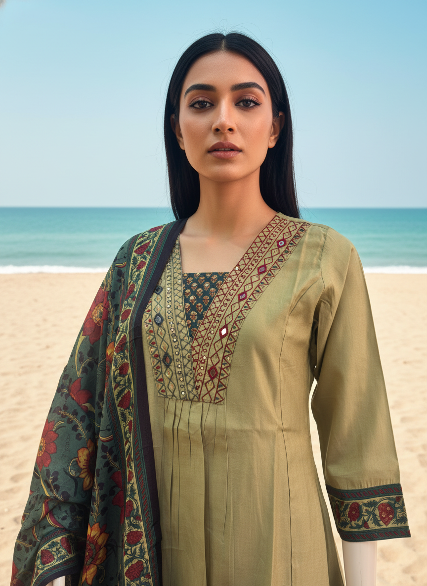 Premium Tissue Silk A-line Suit Set