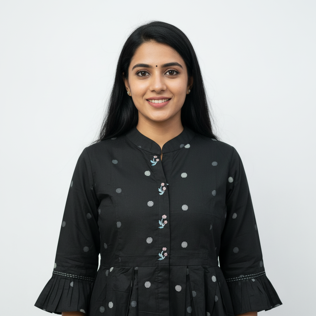 Black Pure Cotton Short Tunic Kurti Top – Minimal