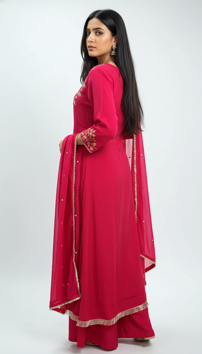 Rani Mal Chanderi A-Line Suit Set – Handcrafted Festive Elegance