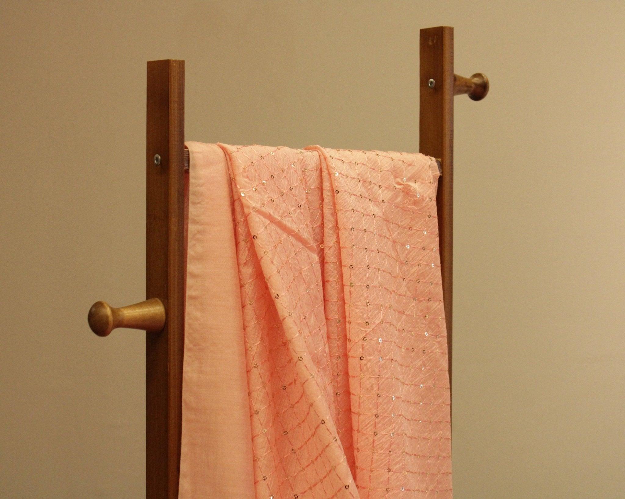 Chanderi Silk Sequin mini Box Work Fabric - M'Foks