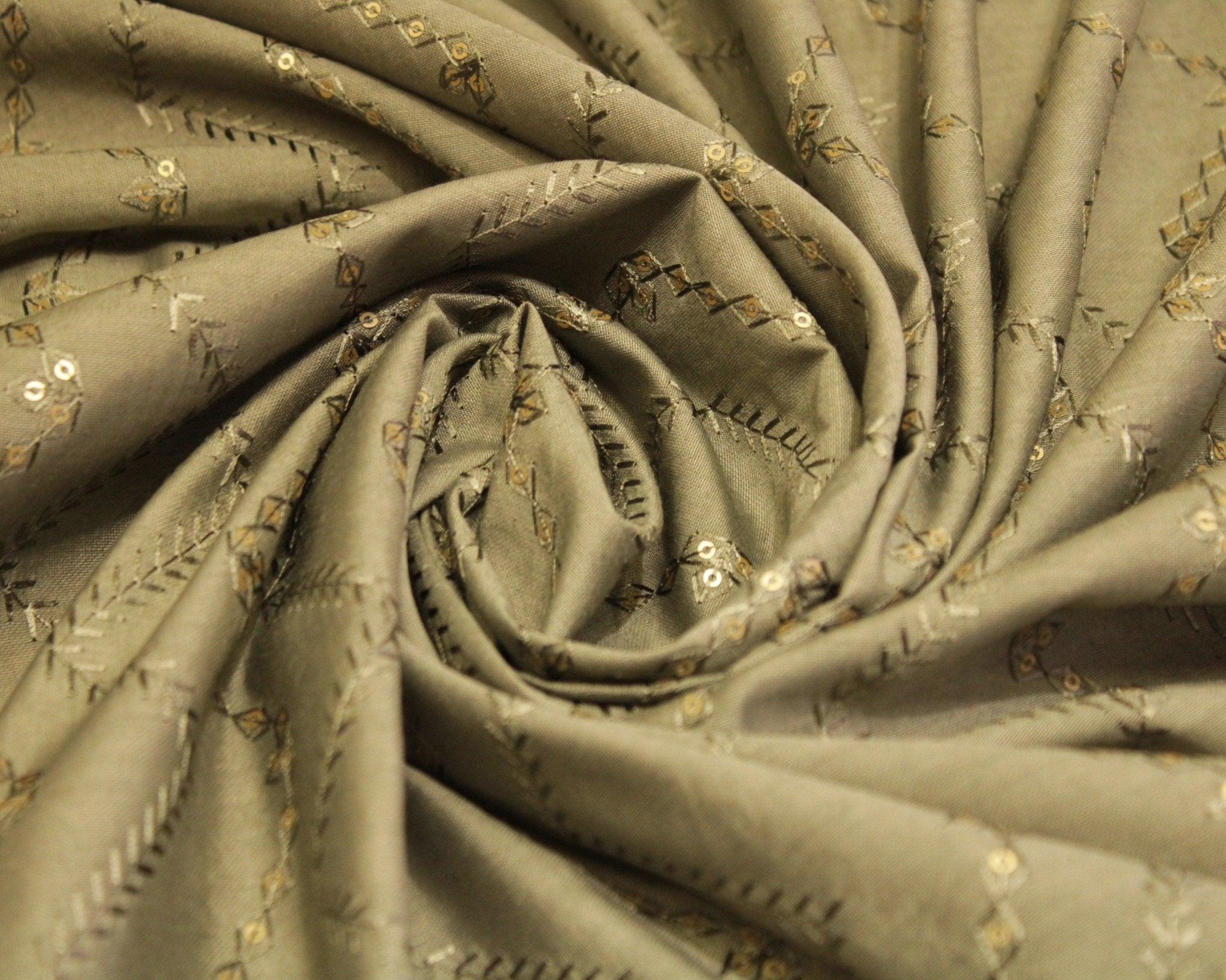 Chanderi Silk Sequin Work Fabric - M'Foks