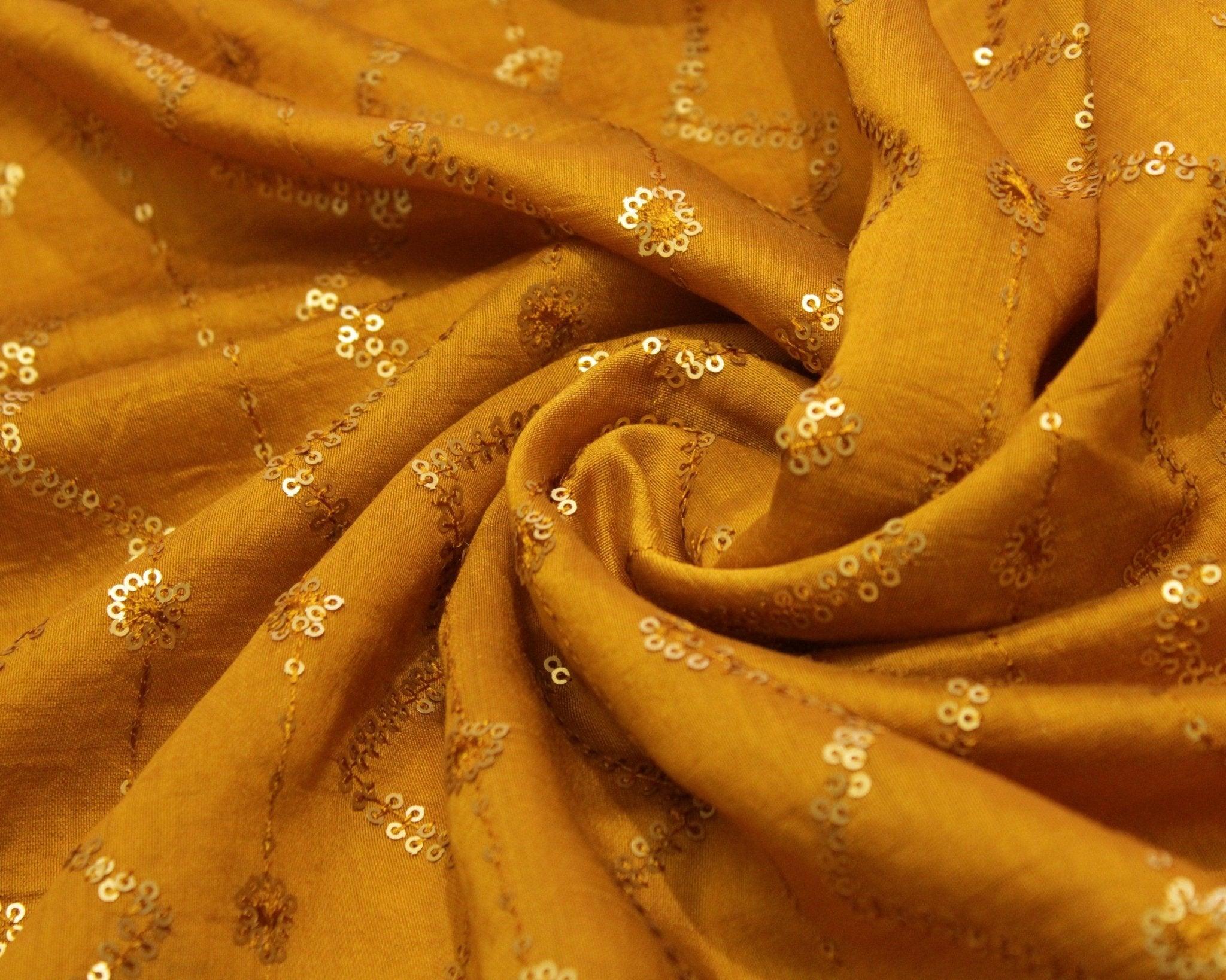 Chanderi Silk Thread & Sequin Work Fabric - M'Foks