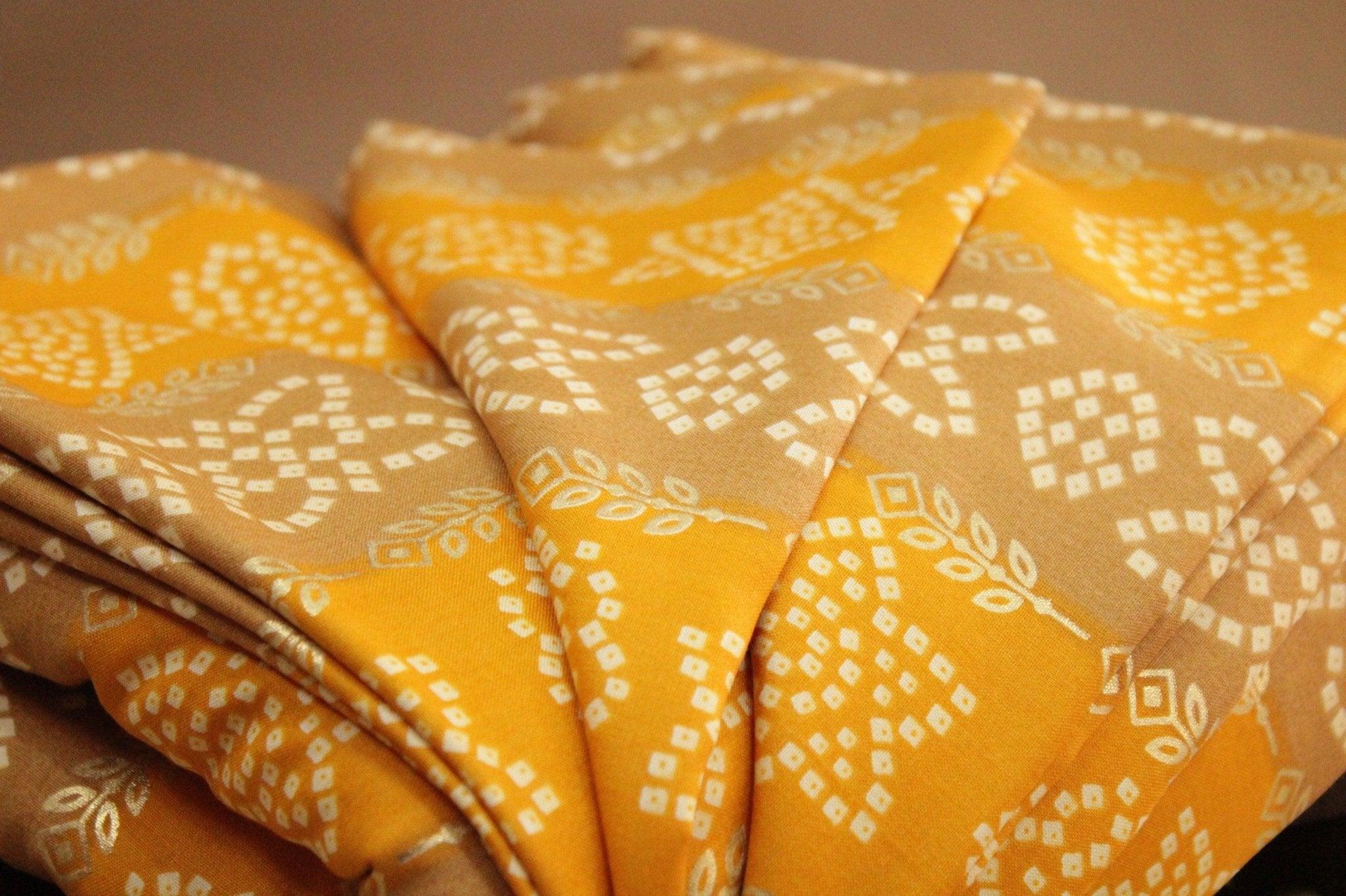 Chunari Foil Print Italian Rayon Fabric - Yellow - M'Foks