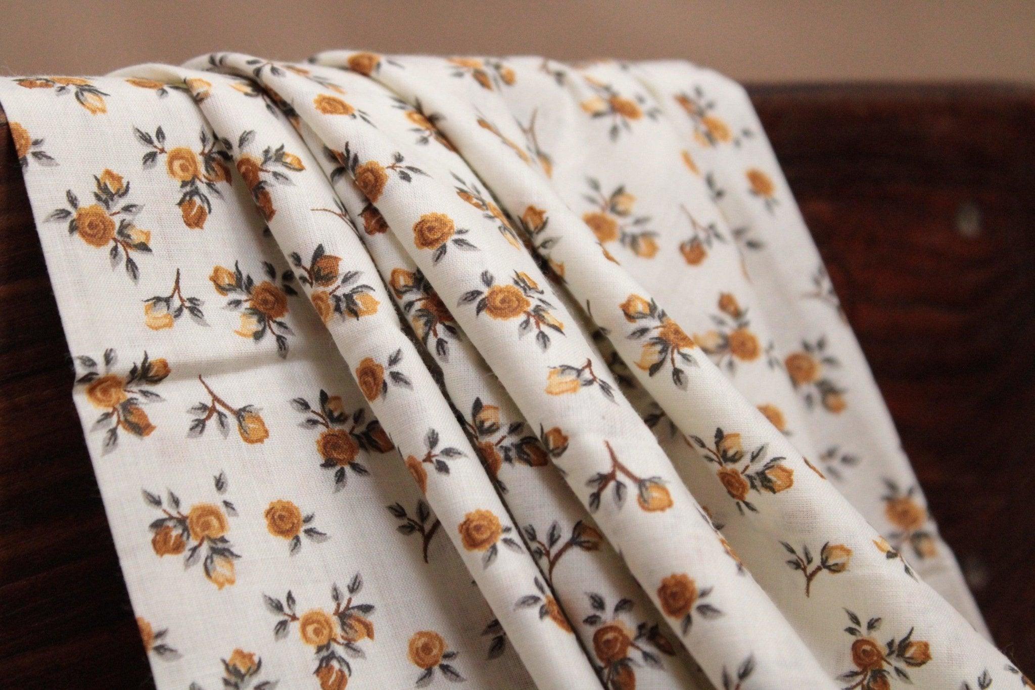 Cotton Flower Buti Screen Print Fabric - White Yellow - M'Foks
