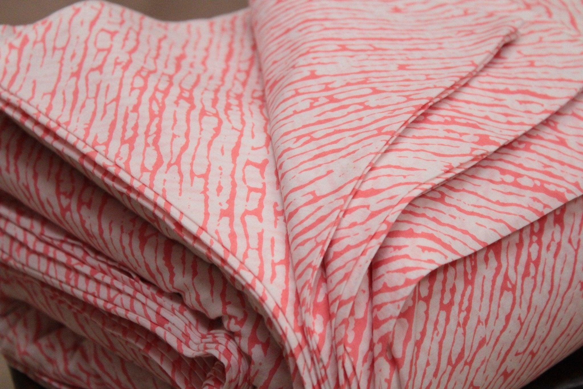 Cotton Laheriya Screen Block Print Fabric - Peach - M'Foks