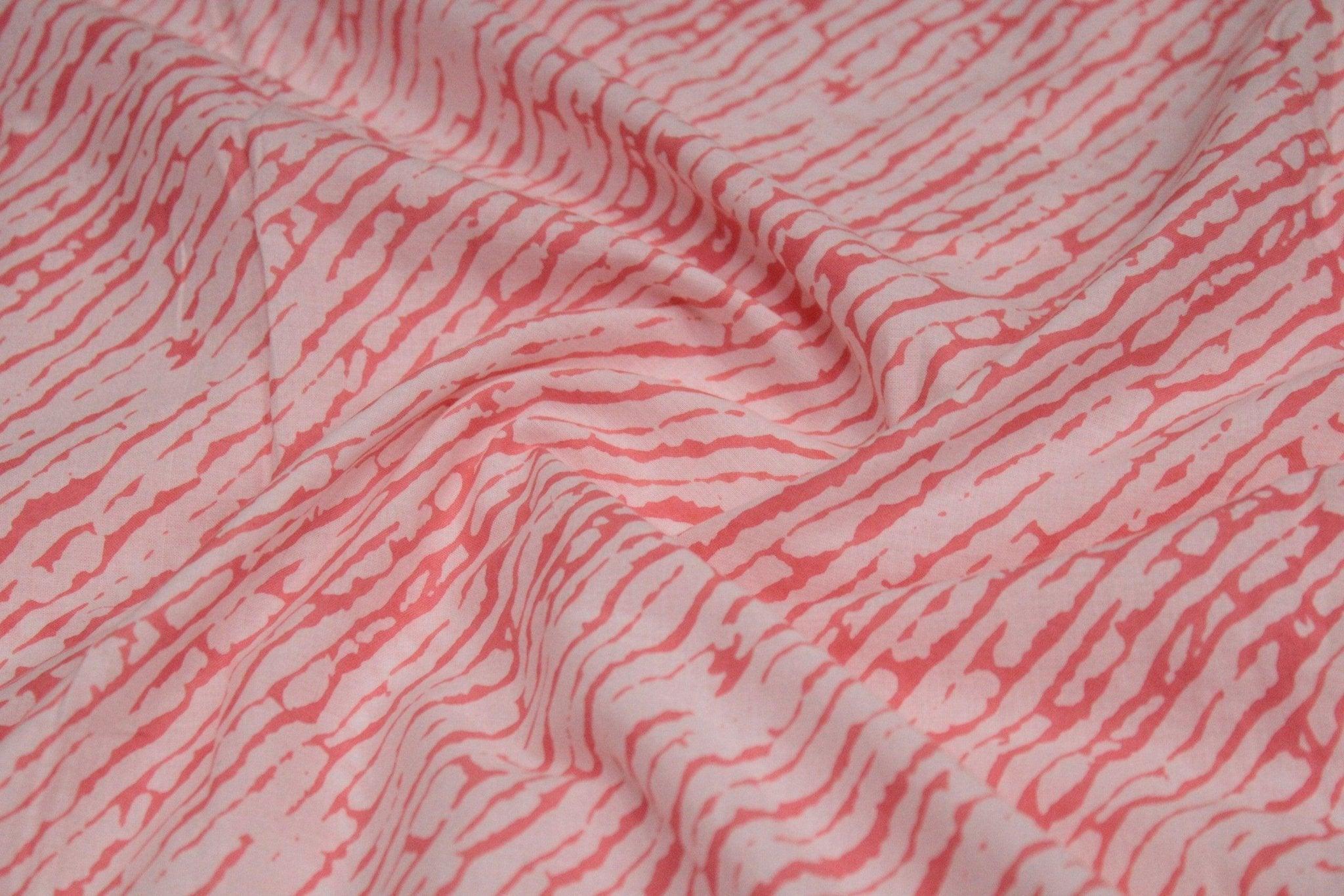 Cotton Laheriya Screen Block Print Fabric - Peach - M'Foks