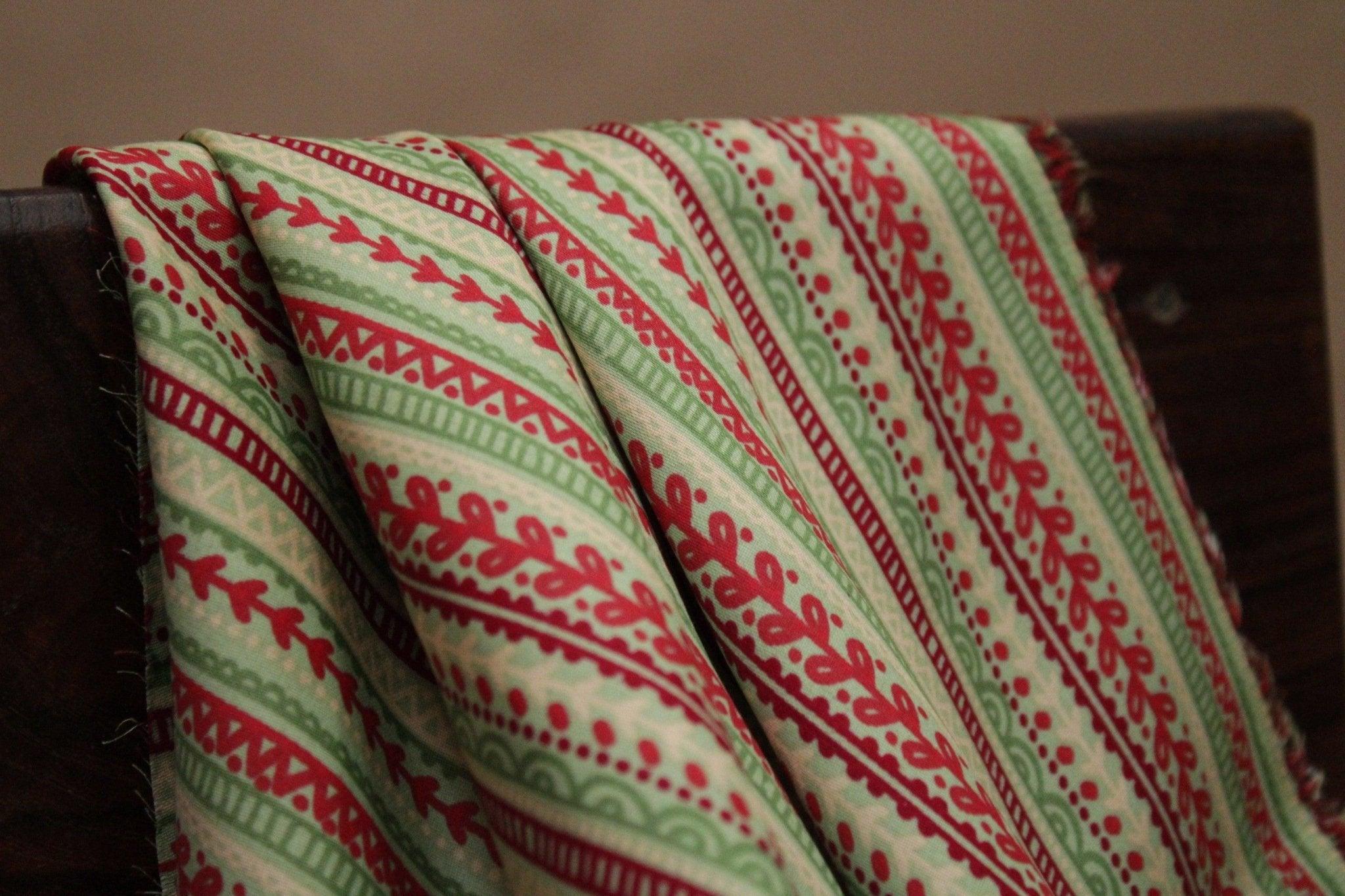 Cotton Satin Stripe Print Fabric - Pastel Green - M'Foks