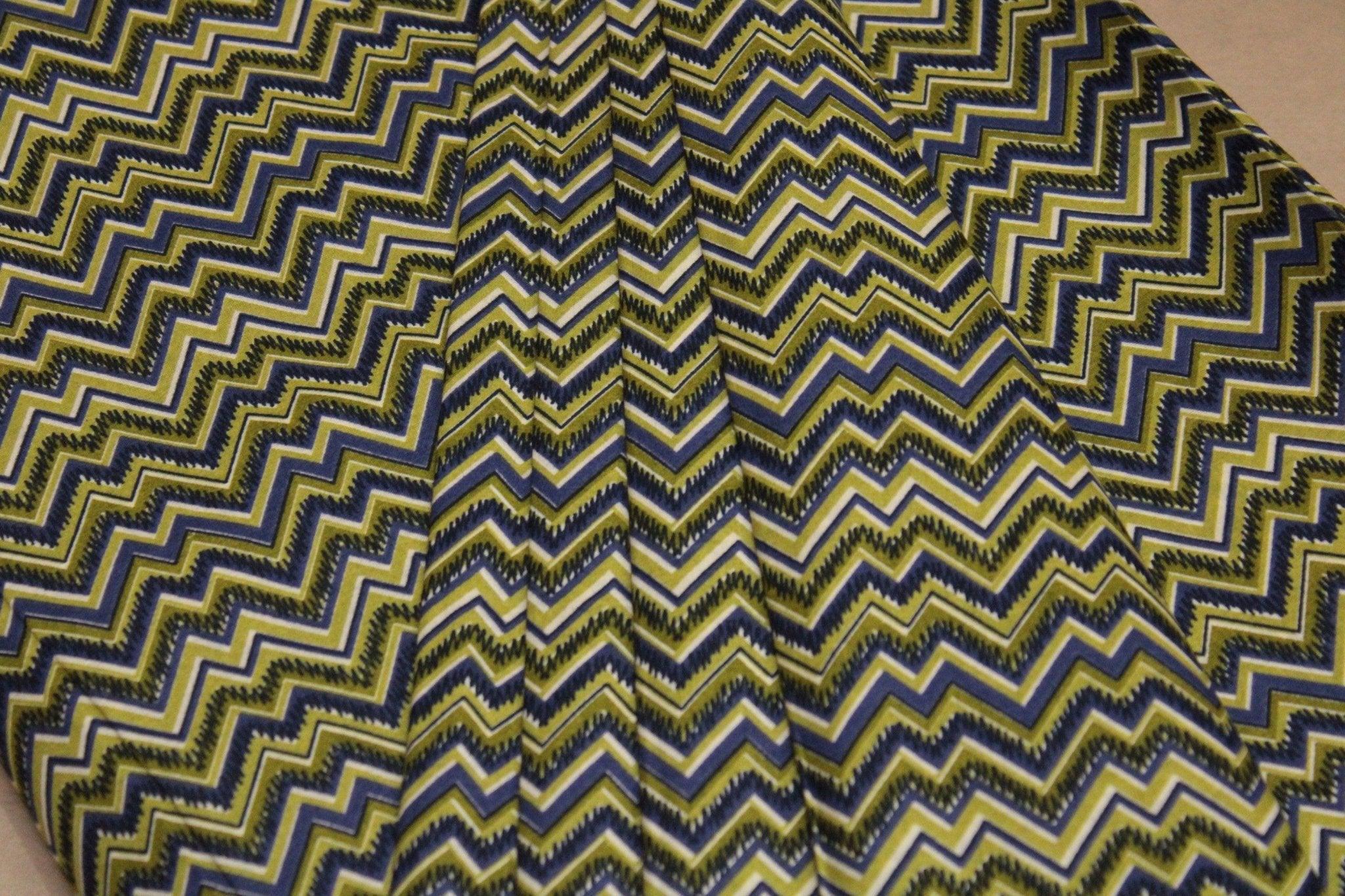 Cotton Zigzag Screen Print Fabric - Green - M'Foks