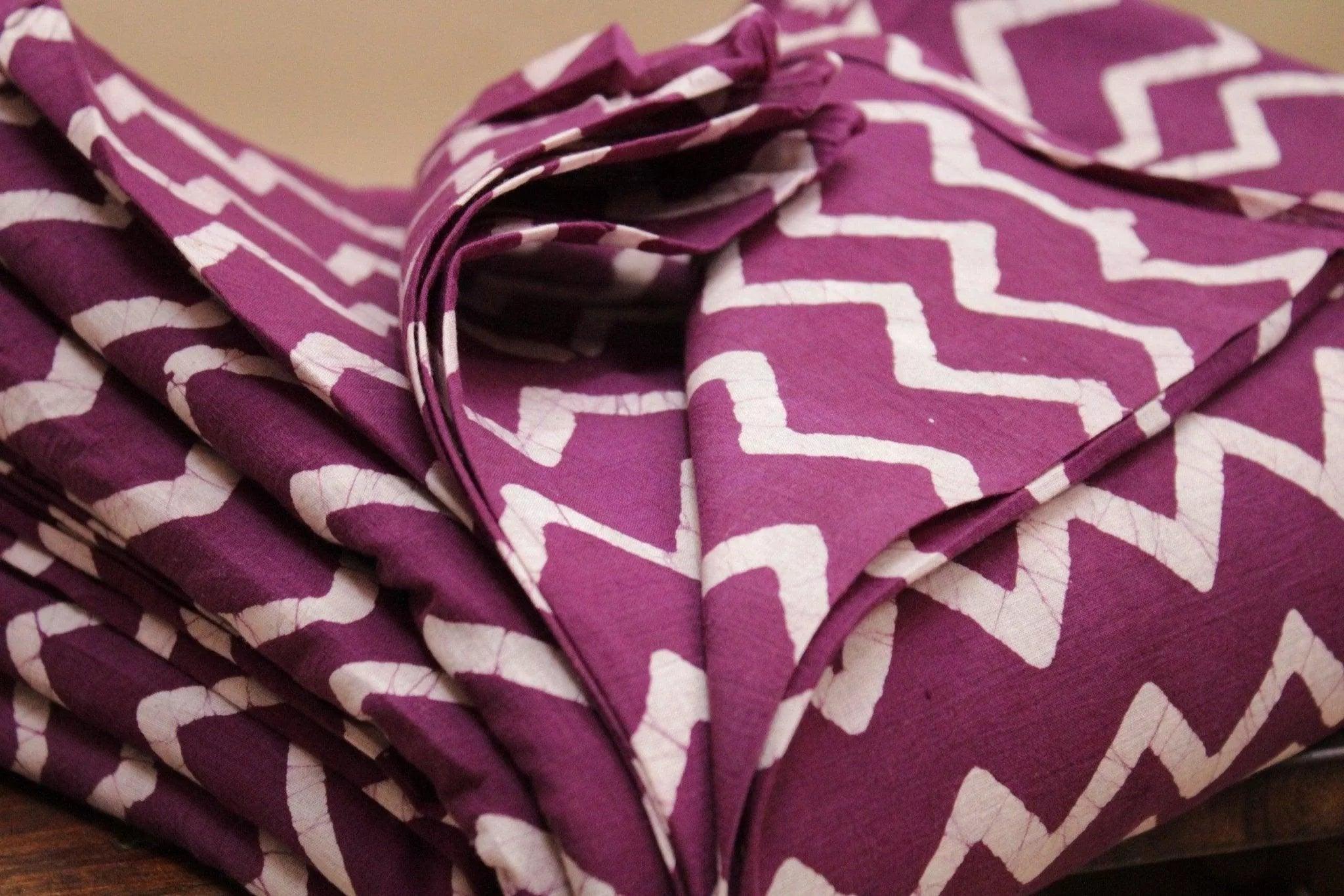 Hand Dyed Batik Print Cotton Fabric - Magenta Purple - M'Foks