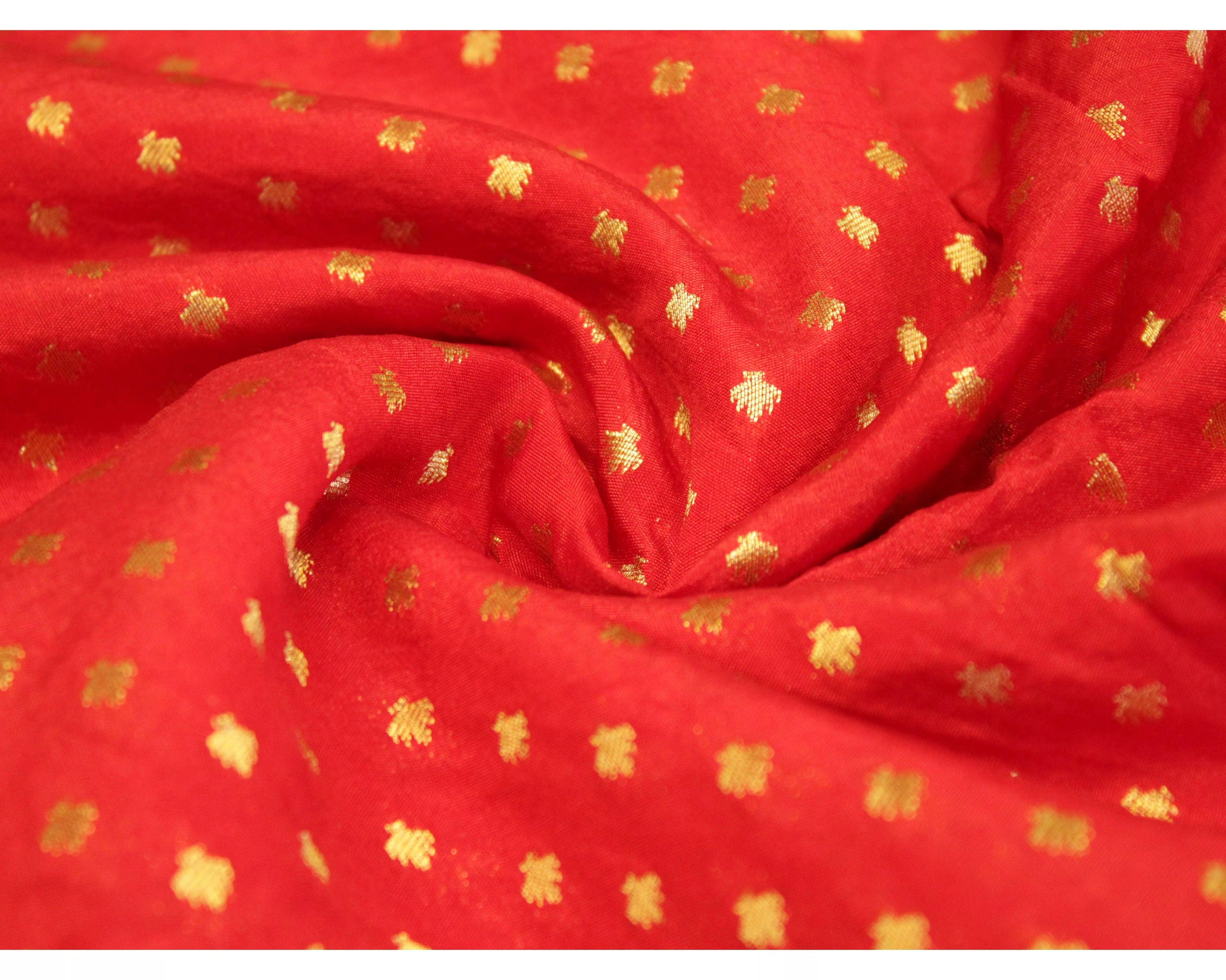 M'You Look X Banarasi Mini Brocade Fabric - Red - M'Foks