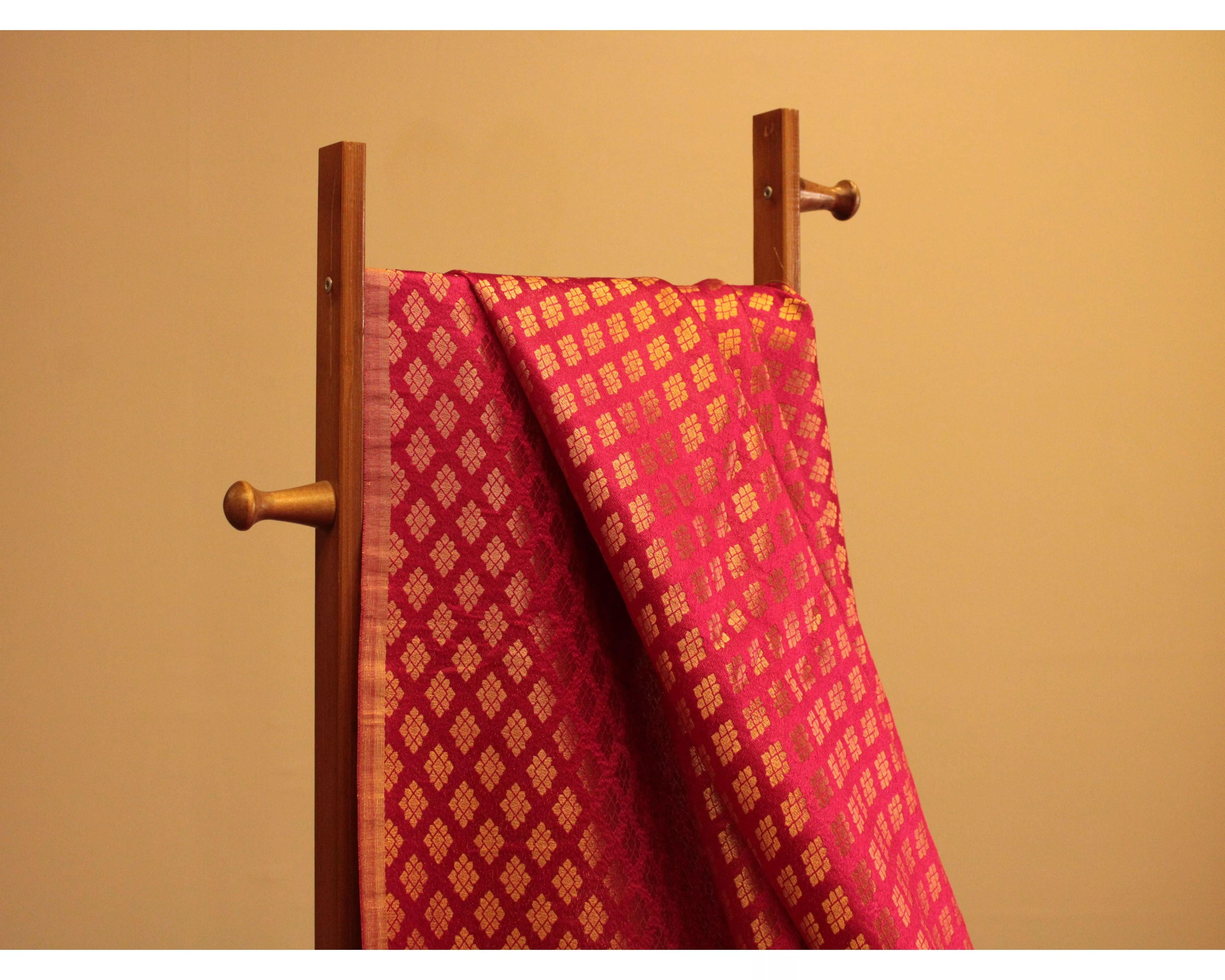 M'You Look X Banarasi Woven Brocade Fabric - Cherry Rani - M'Foks