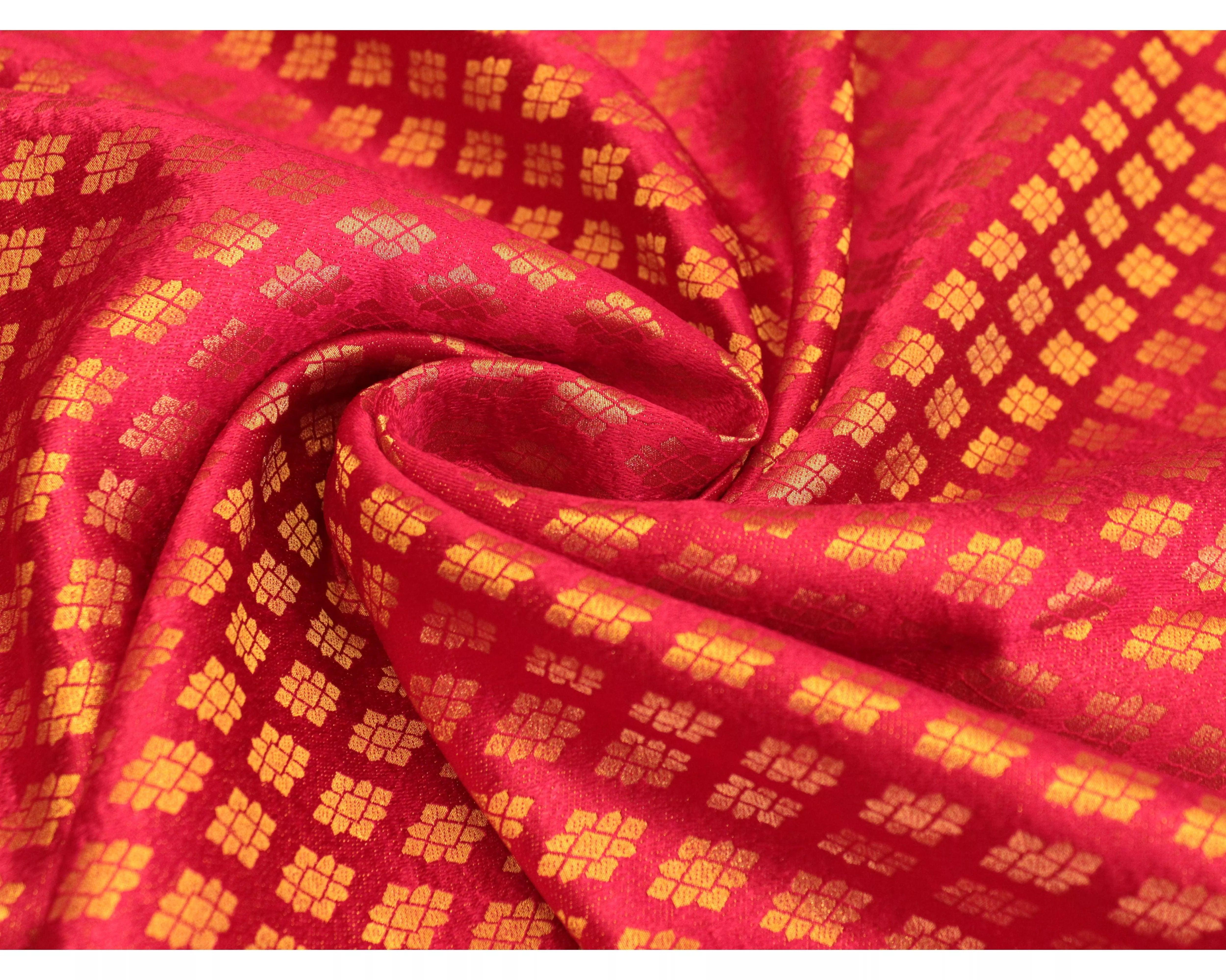M'You Look X Banarasi Woven Brocade Fabric - Cherry Rani - M'Foks