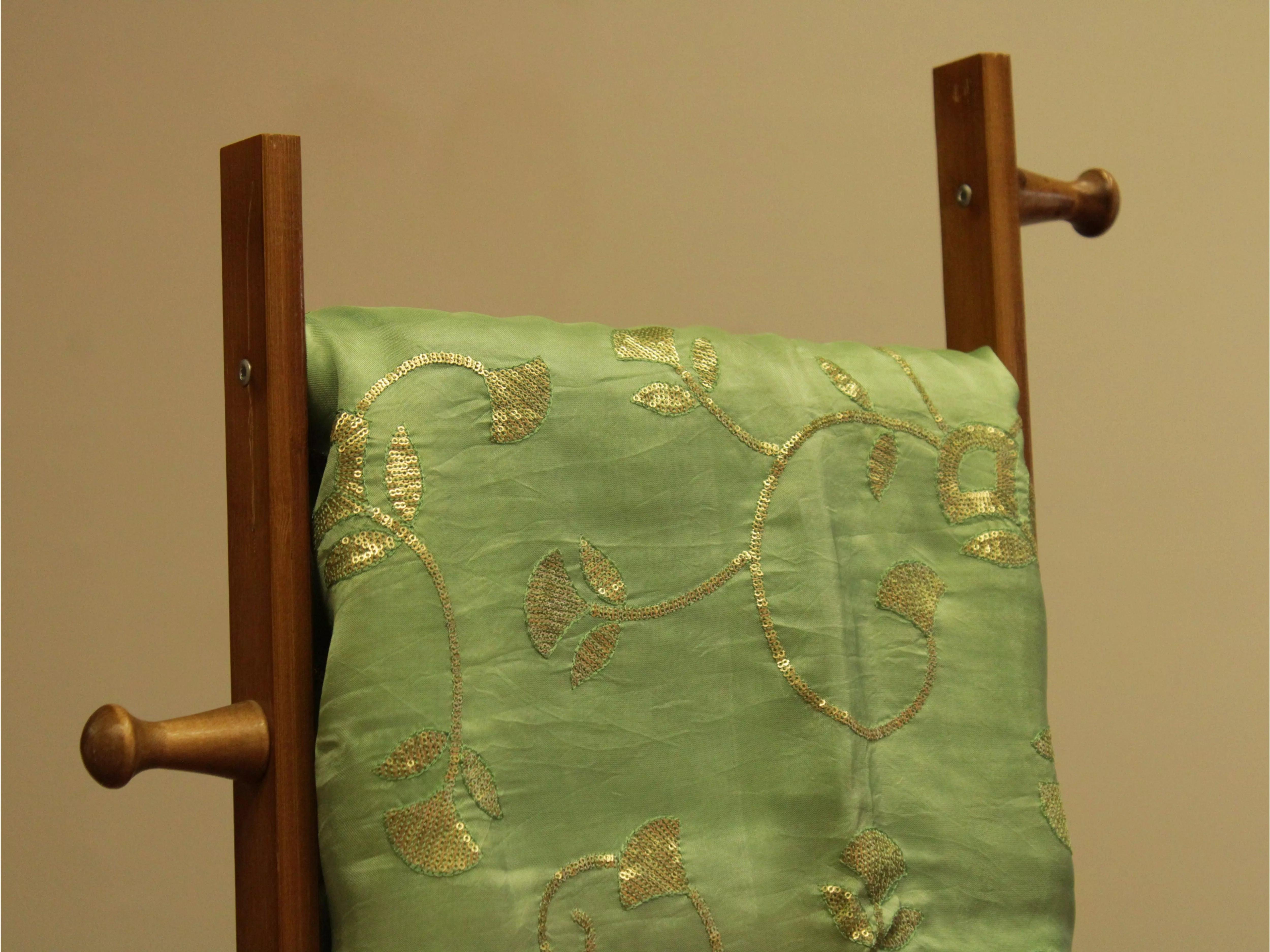 Micro Sequin Jaal Work Uppada Silk Fabric - Pastel Pista Green - M'Foks