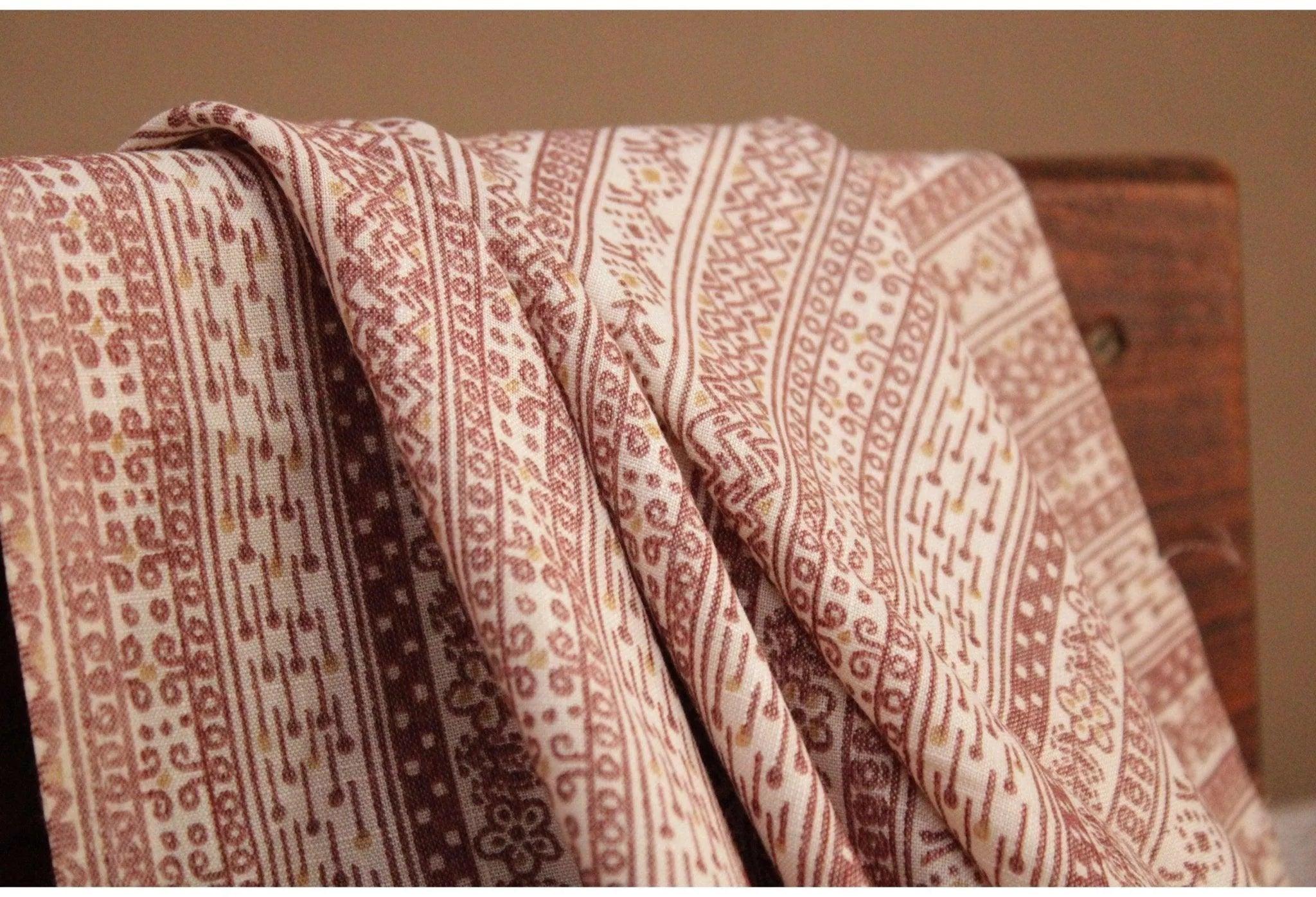Minimal Stripe Print Rayon Fabric - Rusty Onion - M'Foks