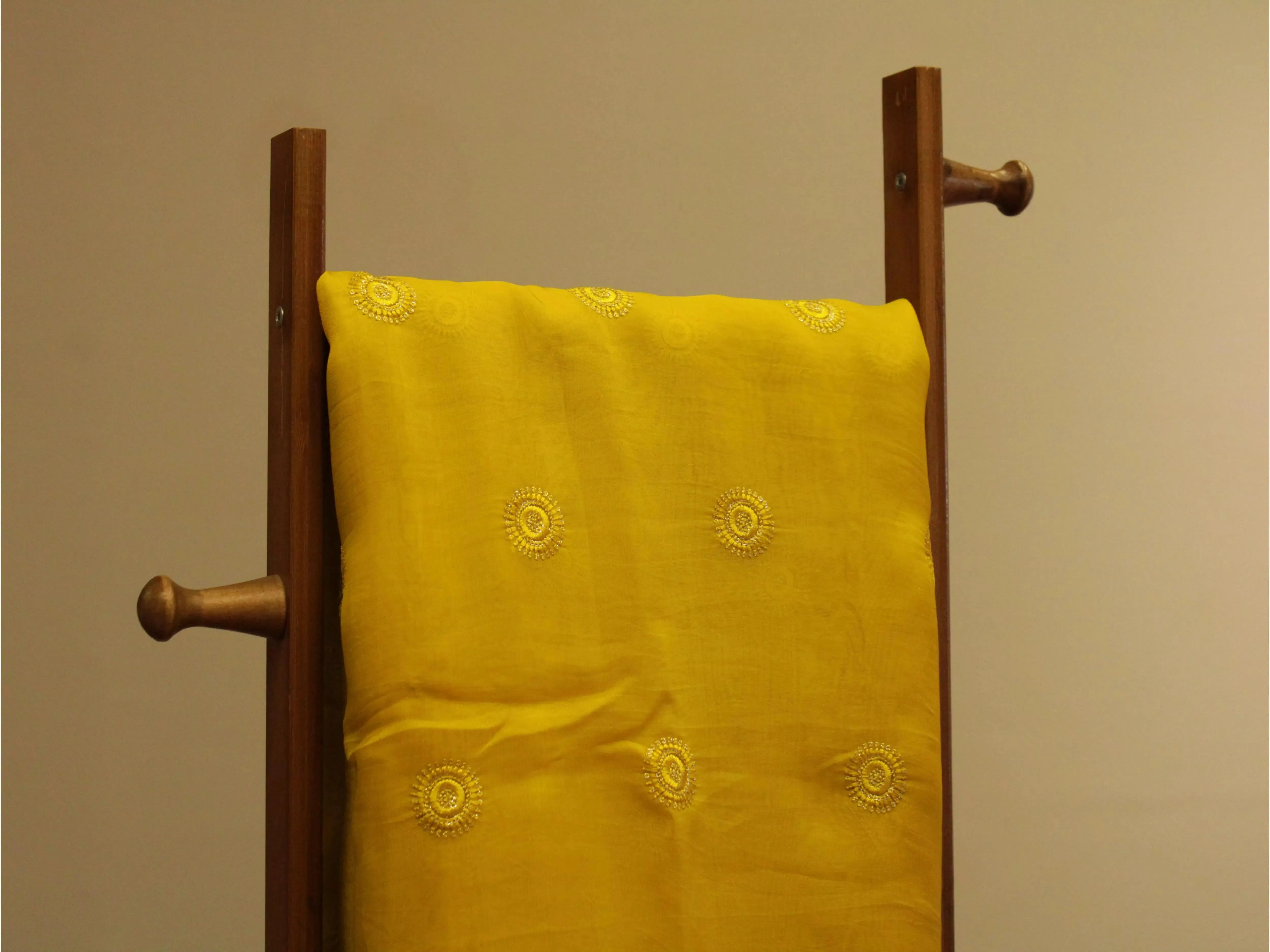 Pure Chinon Minimal Buti Work Fabric - Haldi Yellow - M'Foks